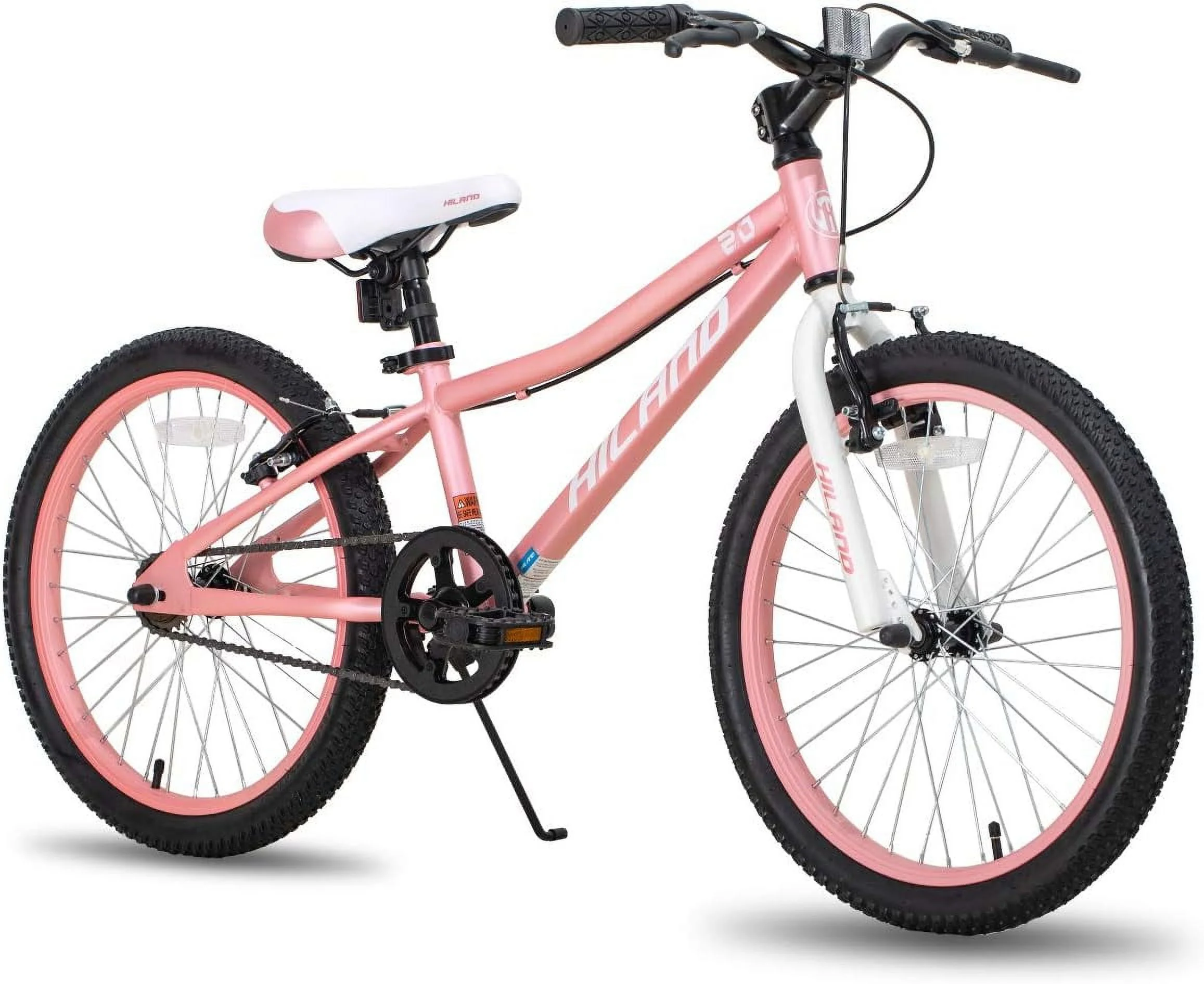 Hiland 20 inch Kids Mountain Bike for Girls Boys with Dual Handbrakes Kickstand, Pink - Womvr
