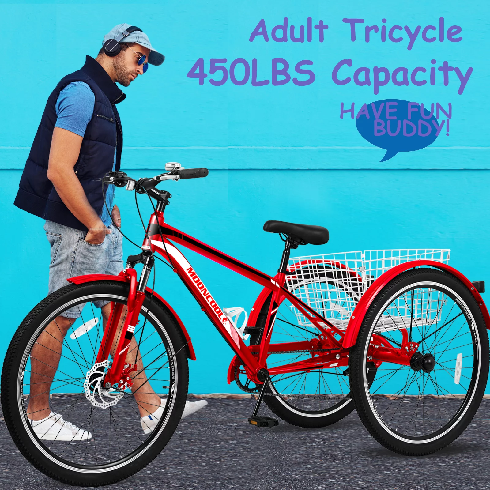 Lilypelle Adult Tricycle, 7 Speed Three Wheel Bicycles, 26