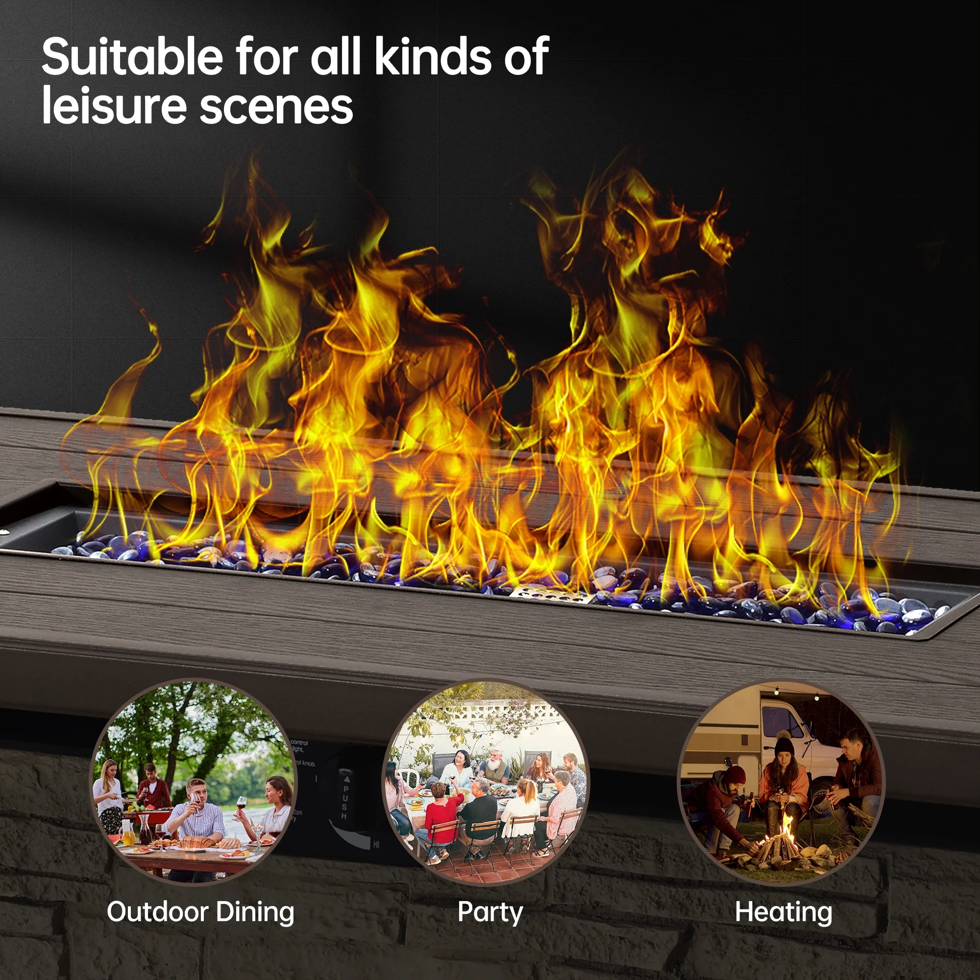 Pizzello Fire Pit Table Propane Outdoor 43