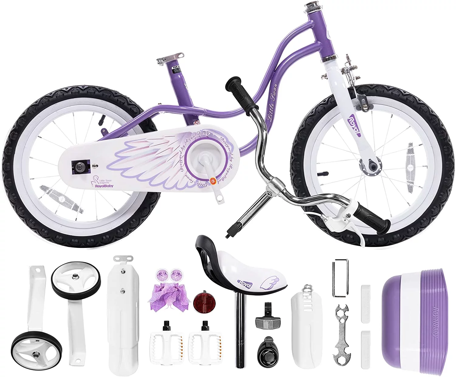 Royalbaby Little Swan Red 14 Girl's Bicycle with Training Wheels and Basket - Womvr