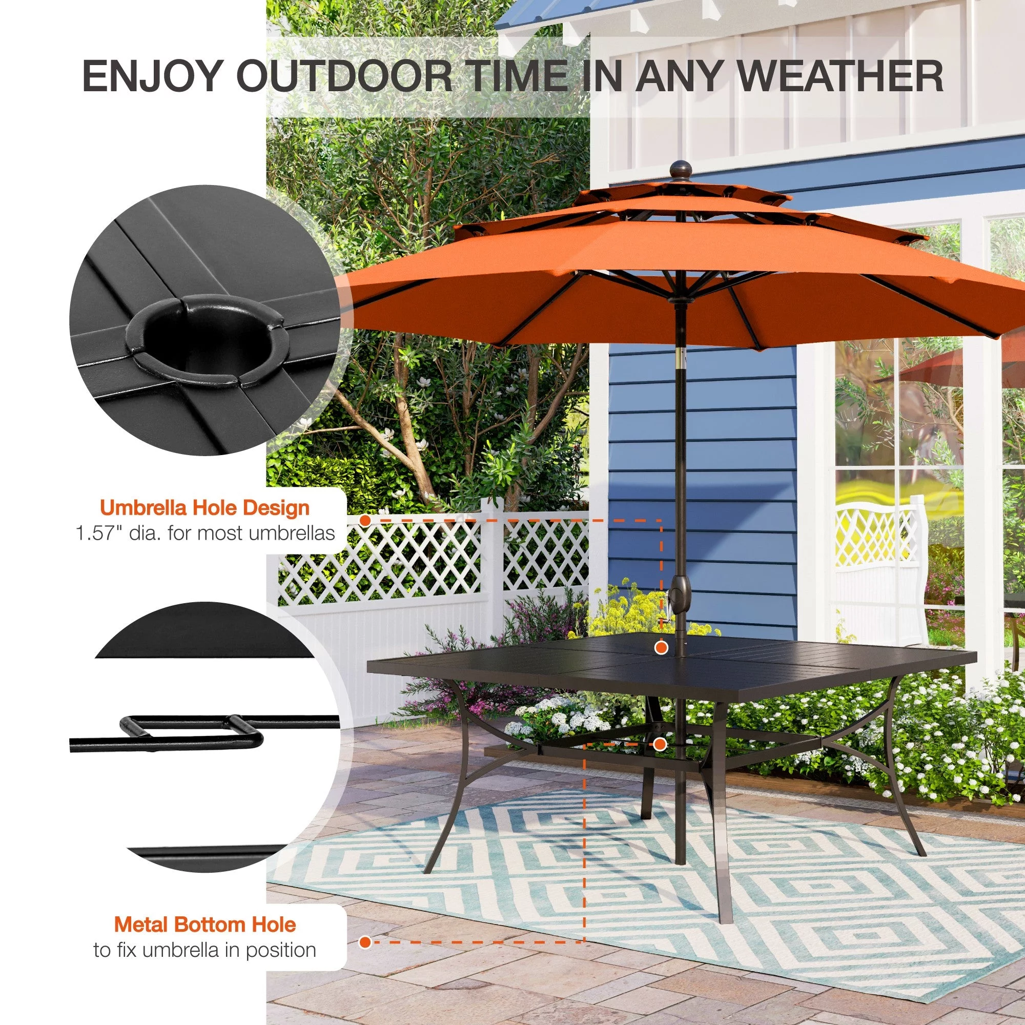 Sophia & William 7 Piece Outdoor Patio Dining Sets Metal Furniture Table and Stackable Chairs - Womvr