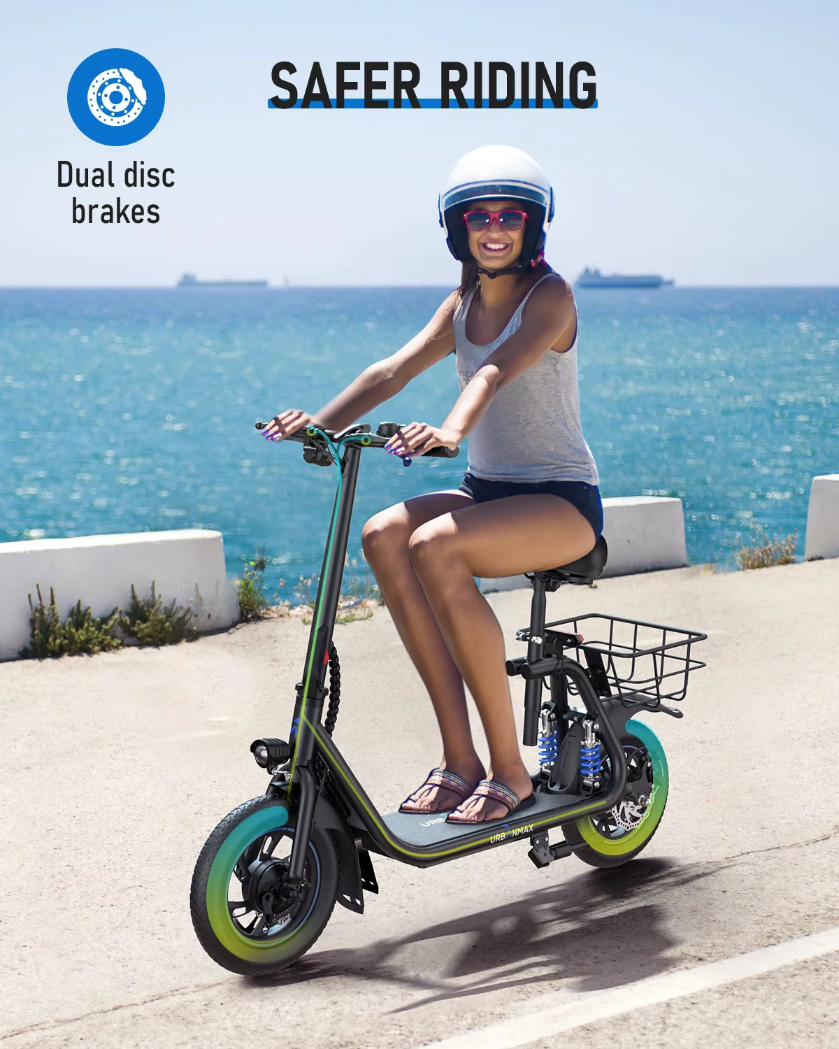 URBANMAX C1 Pro Electric Scooter Adults with Dual Shock Absorbers Up to 25 Miles 18.6MPH 450W Powerful Motor Folding Scooter Electric for Adults with Seat & Carry Basket - Womvr