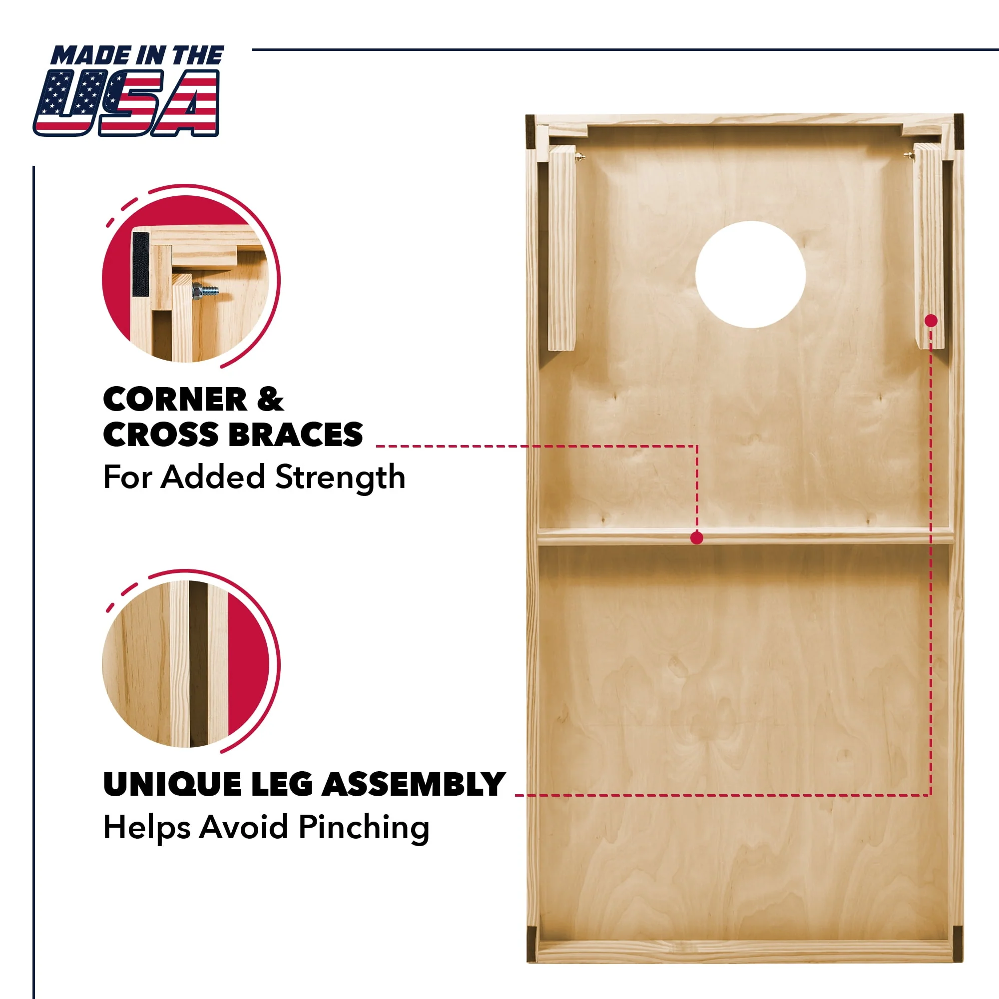 EastPoint Sports 2' x 3' Cornhole Boards - Natural Wood Bean Bag Toss Set with 8 Bean Bags - Womvr