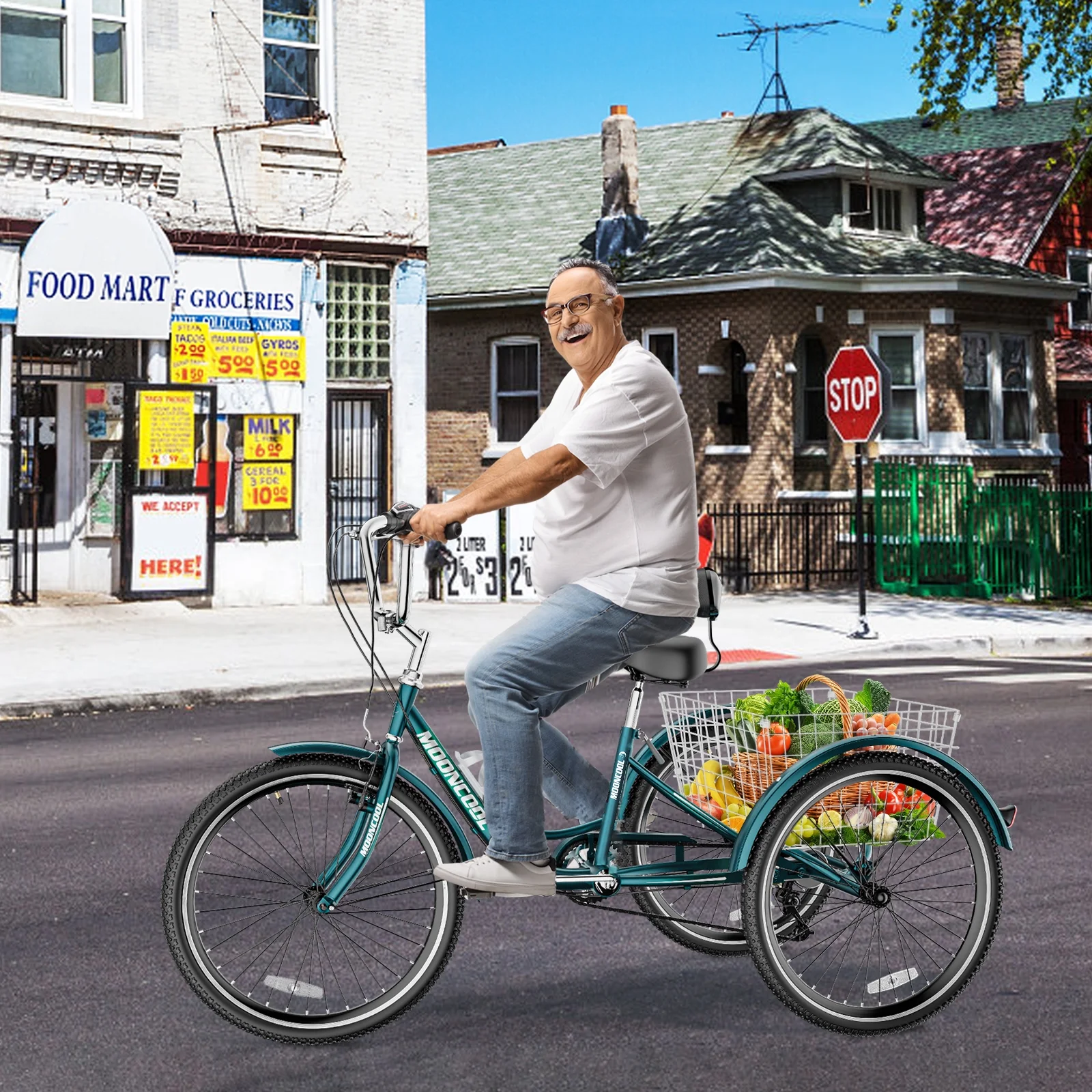 Lilypelle Adult Tricycles 7 Speed 20/24/26 Inch Three Wheel Bike Cruiser Trike with Low-Step Through Frame/Large Basket for Men, Women, Seniors - Womvr