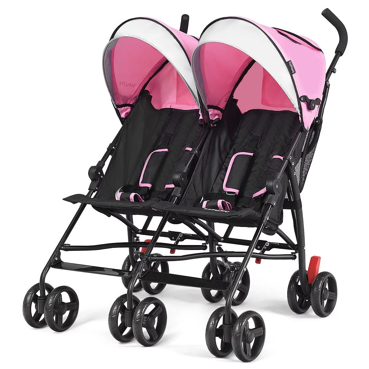 Baby-joy Foldable Twin Baby Double Stroller Kids Ultralight Umbrella Stroller Pushchair Black - Womvr