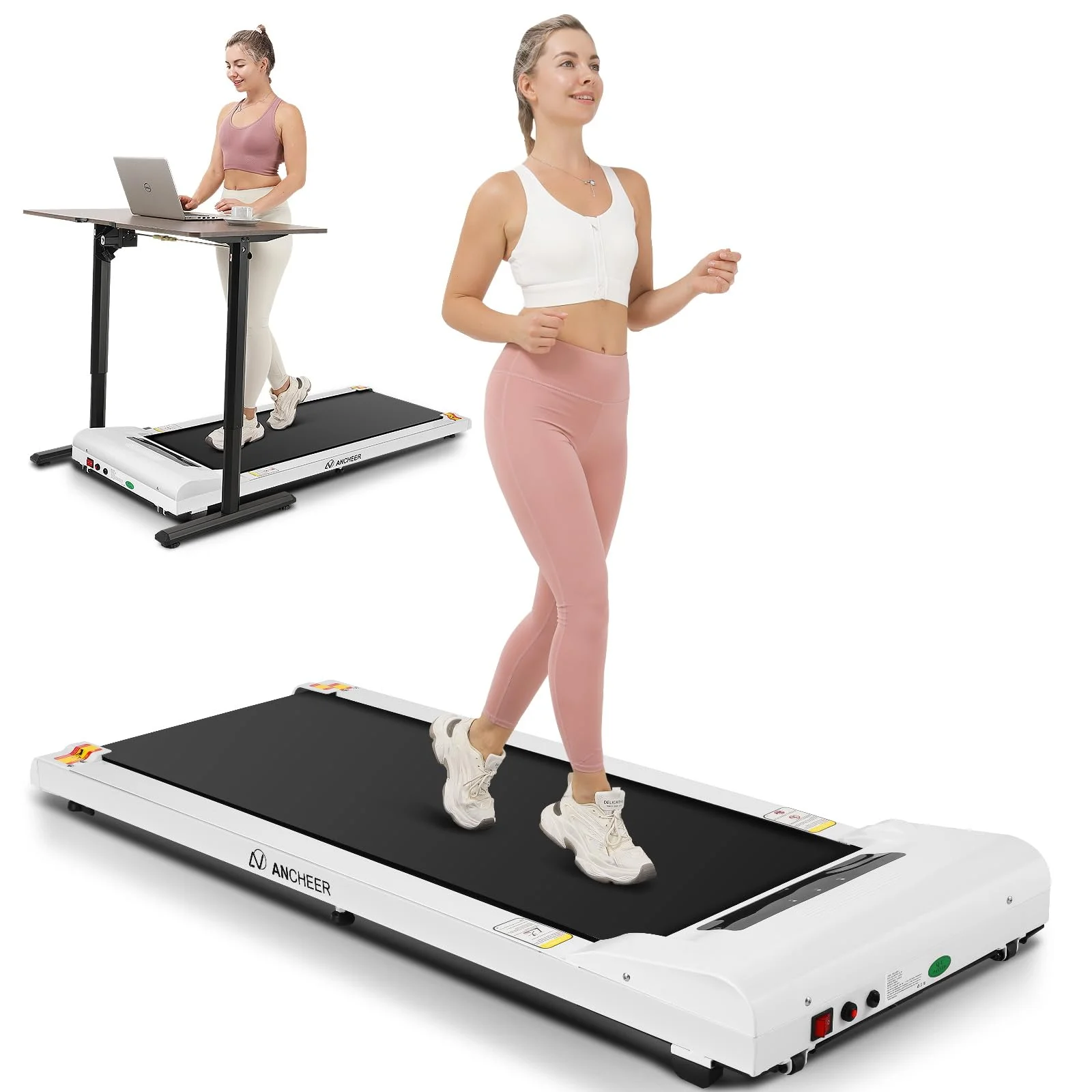 ANCHEER Walking Pad Under Desk Treadmill, 2.5HP Treadmill with Remote Control, 2 in 1 Treadmills for Home Office with Quiete, Max 250lbs Weight Capacity & Installation-Free - Womvr