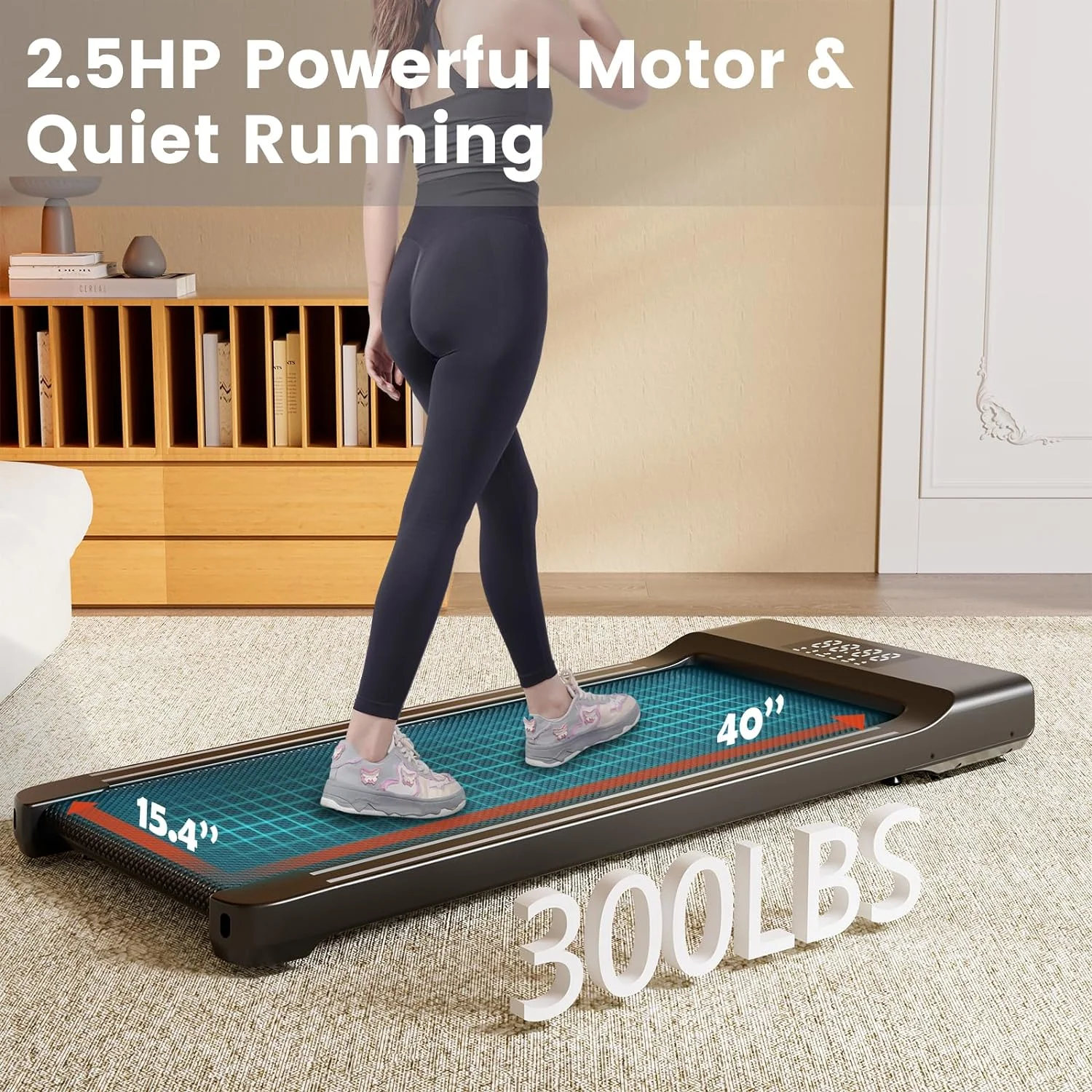 SSPHPPLIE Walking Pad 300lb, 40*16 Walking Area Under Desk Treadmillwith Remote Control ,2 in 1 Portable Walking Pad Treadmill for Home/Office/Exercise(White) - Womvr