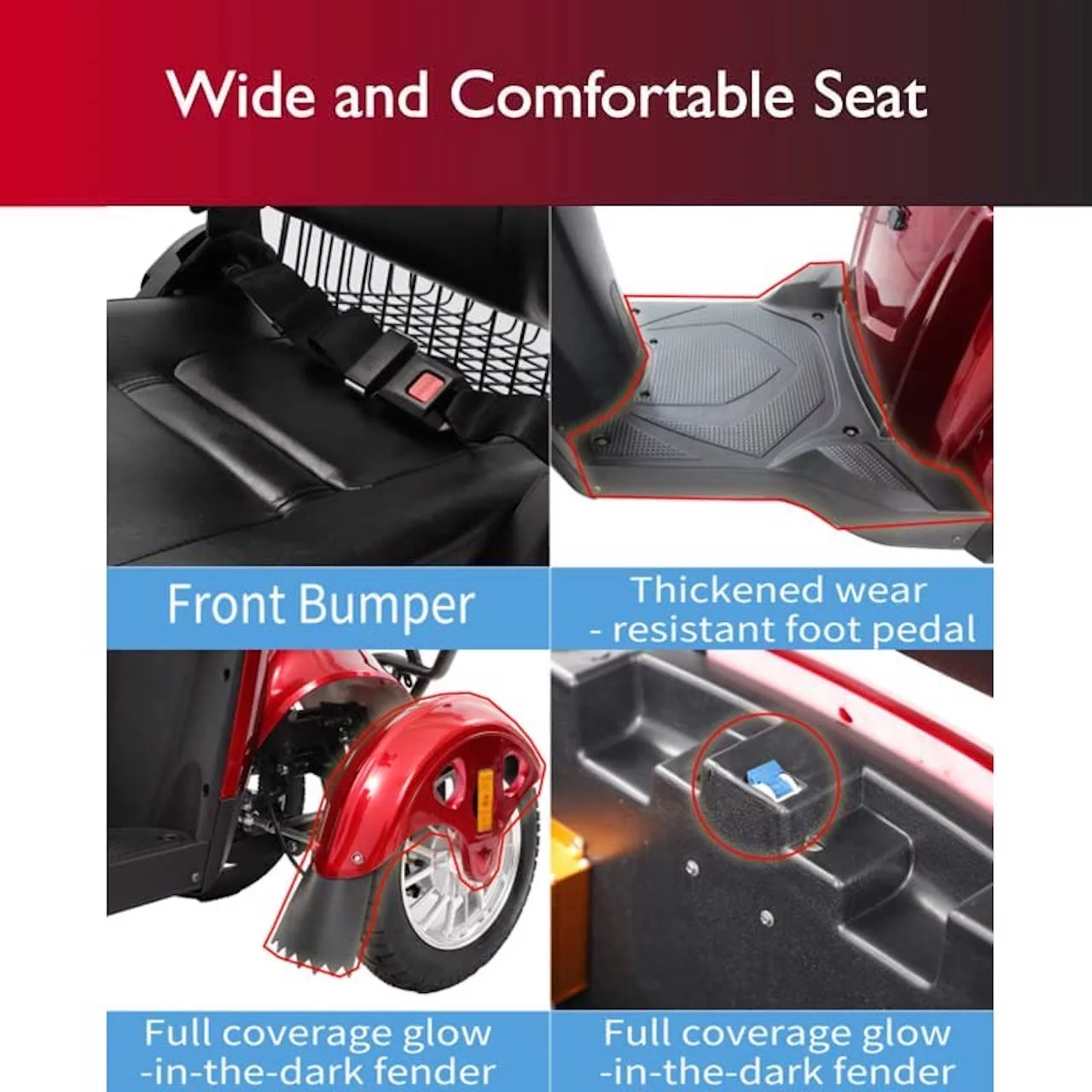 4-Wheel Electric Mobility Scooter for Adults Seniors and Eldely,Adult Electric Powered Wheelchair Device,Father's Day Gift - Womvr