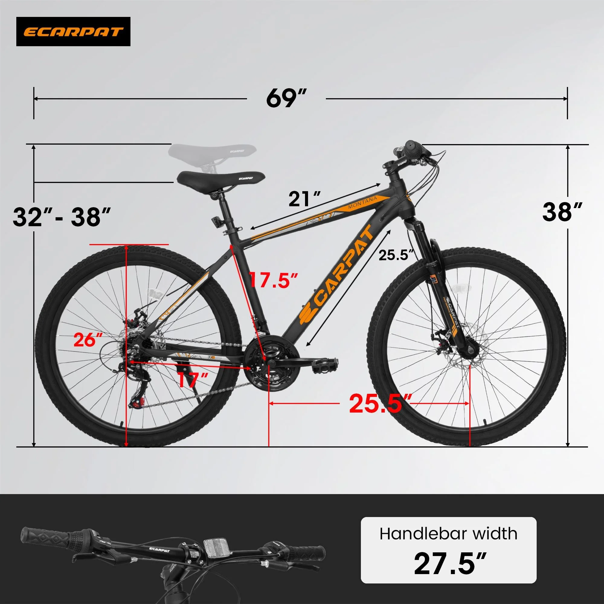 24 inch Mountain Bike, Shimano 21 Speed Drive, Dual Disc Brake, Front Suspension MTB For Boy Girl - Womvr