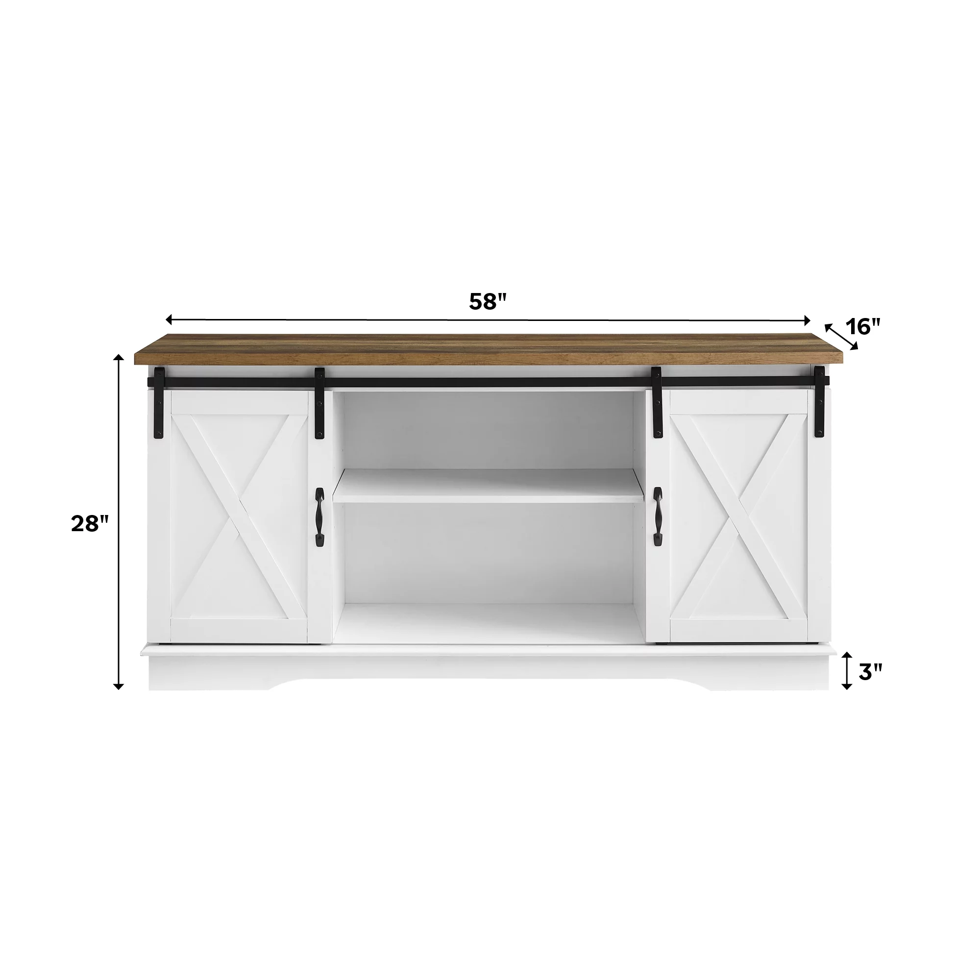 Woven Paths Farmhouse Sliding Barn Door TV Stand for TVs up to 65