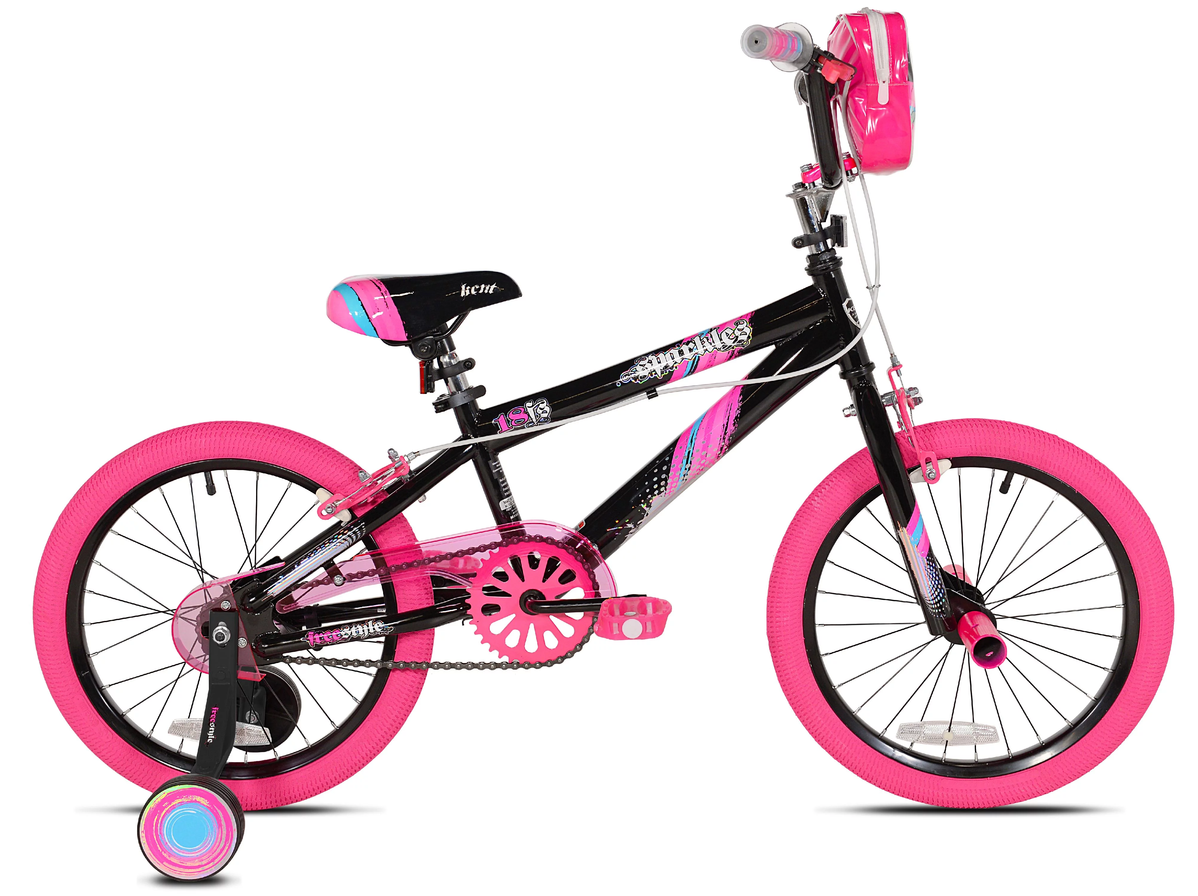 Kent Bicycles 18 inch Girl's Sparkles Bicycle, Black and Pink - Womvr