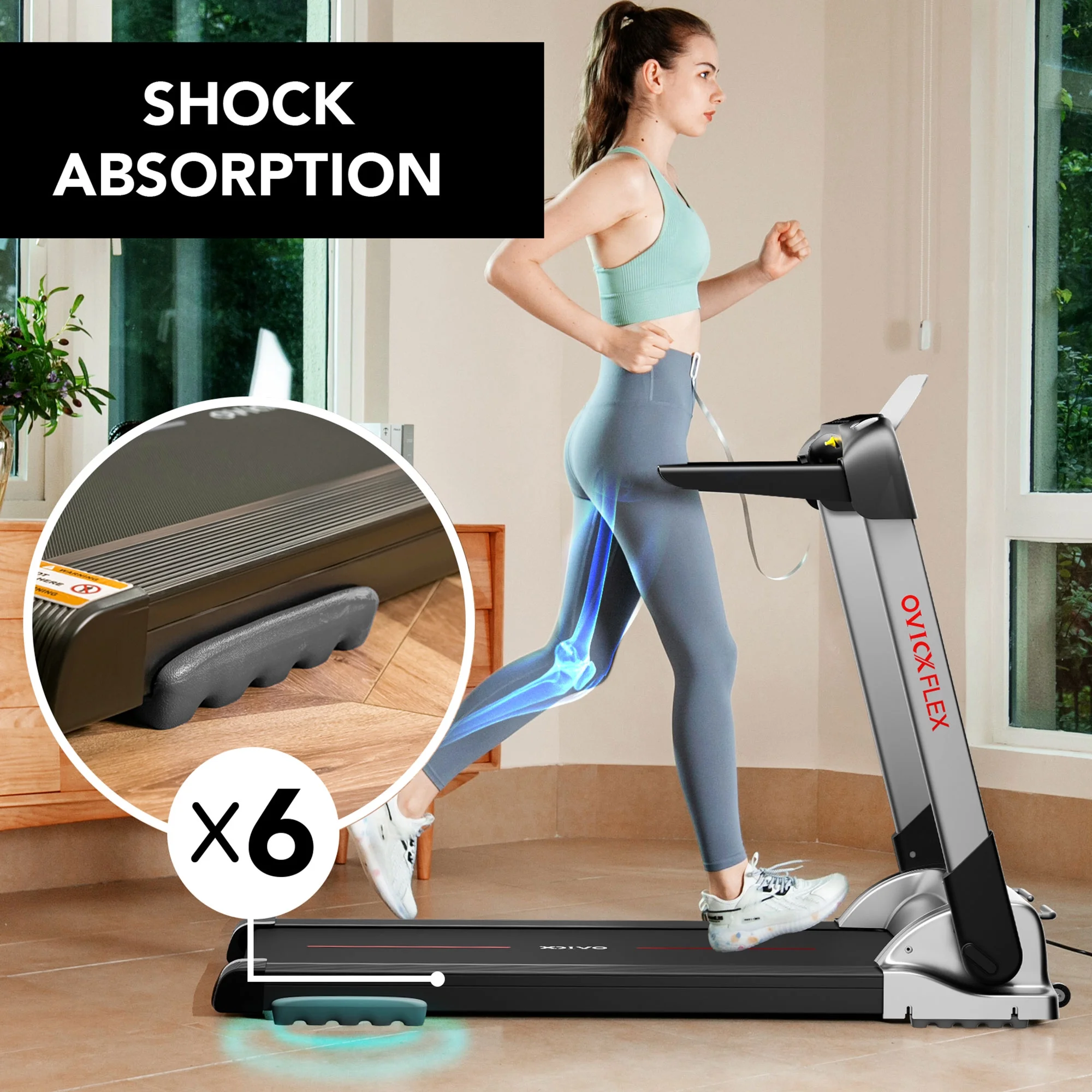 OVICX Portable Folding Flex Treadmill w/ Bluetooth & Fitness Tracking App - Womvr