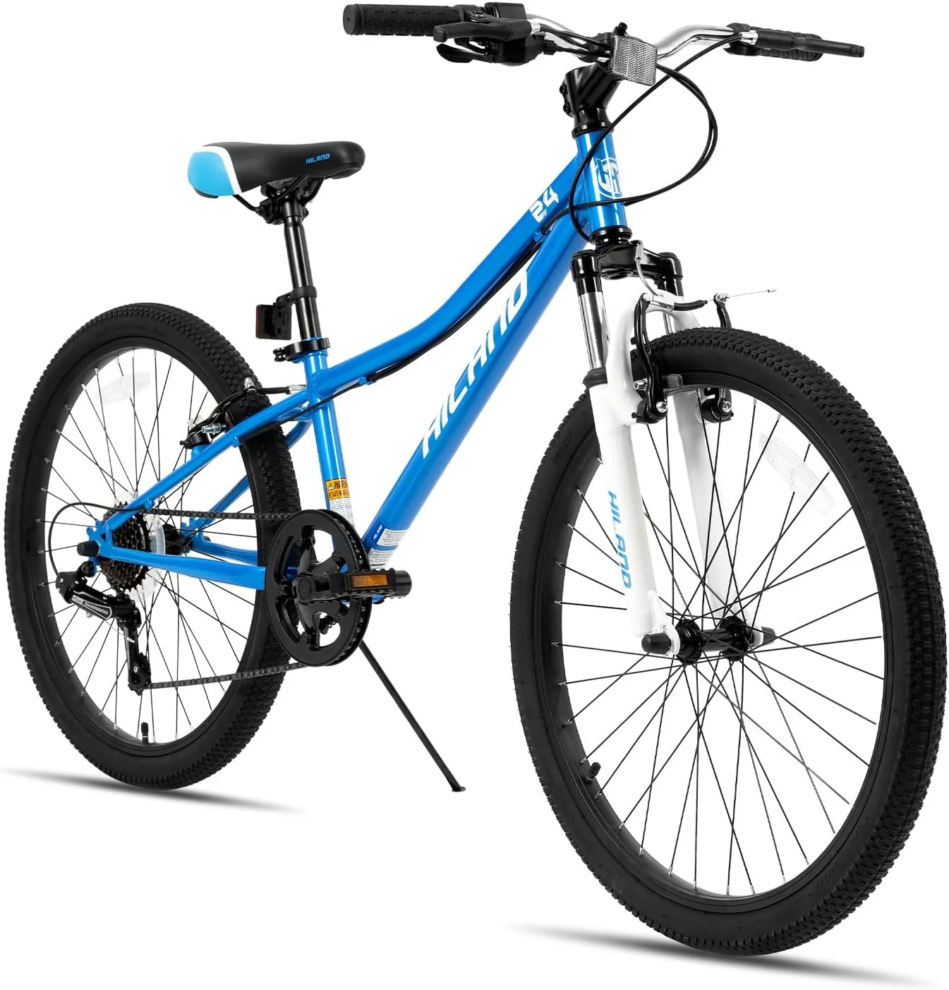 Hiland 24 inch Mountain Bike Shimano 7 Speeds for Teenager with Suspension Fork, Mint Pink - Womvr