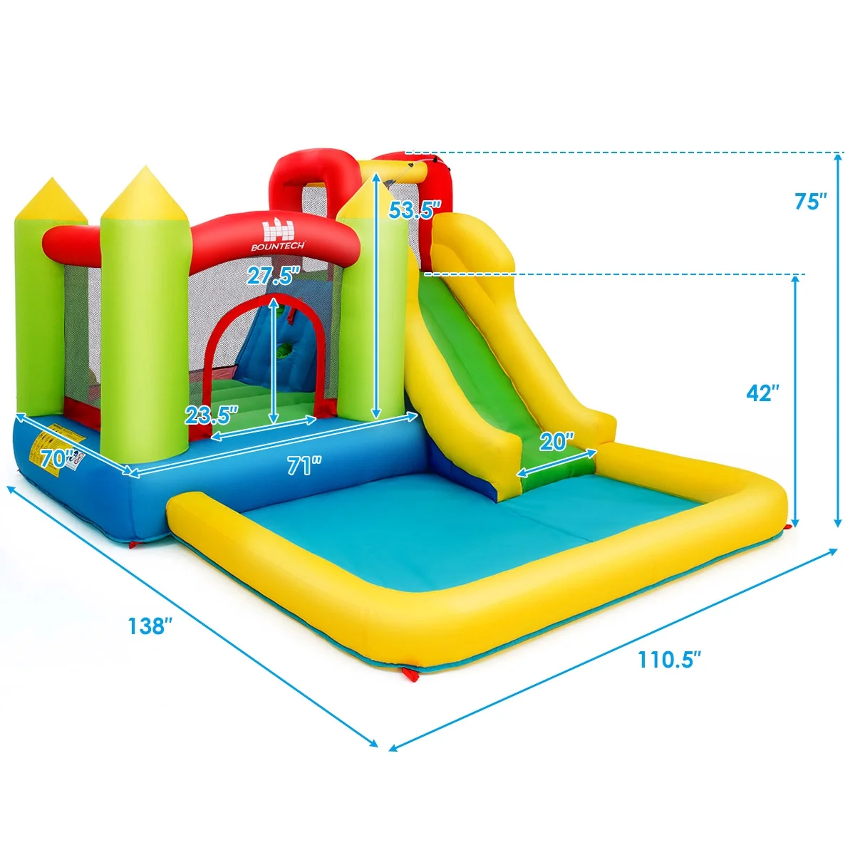 Costway Inflatable Bounce House Water Slide Jump Bouncer Climbing Wall Splash Pool Blower Excluded - Womvr