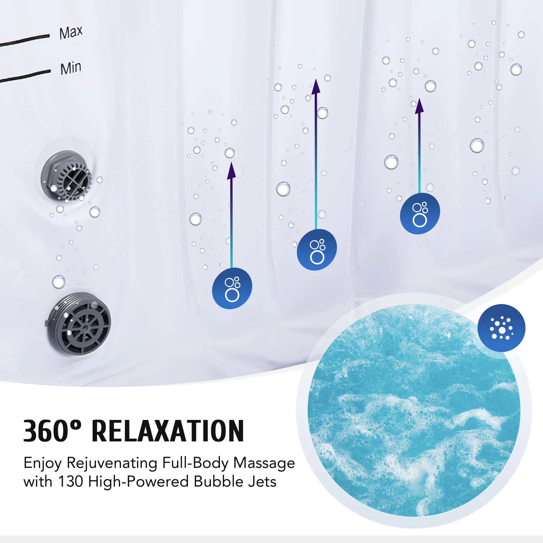 CO-Z 4-6 Person 7' Blow-Up Hot Tub with 130 Air Jets Cover Electric Pump Portable Pool, Gray - Womvr