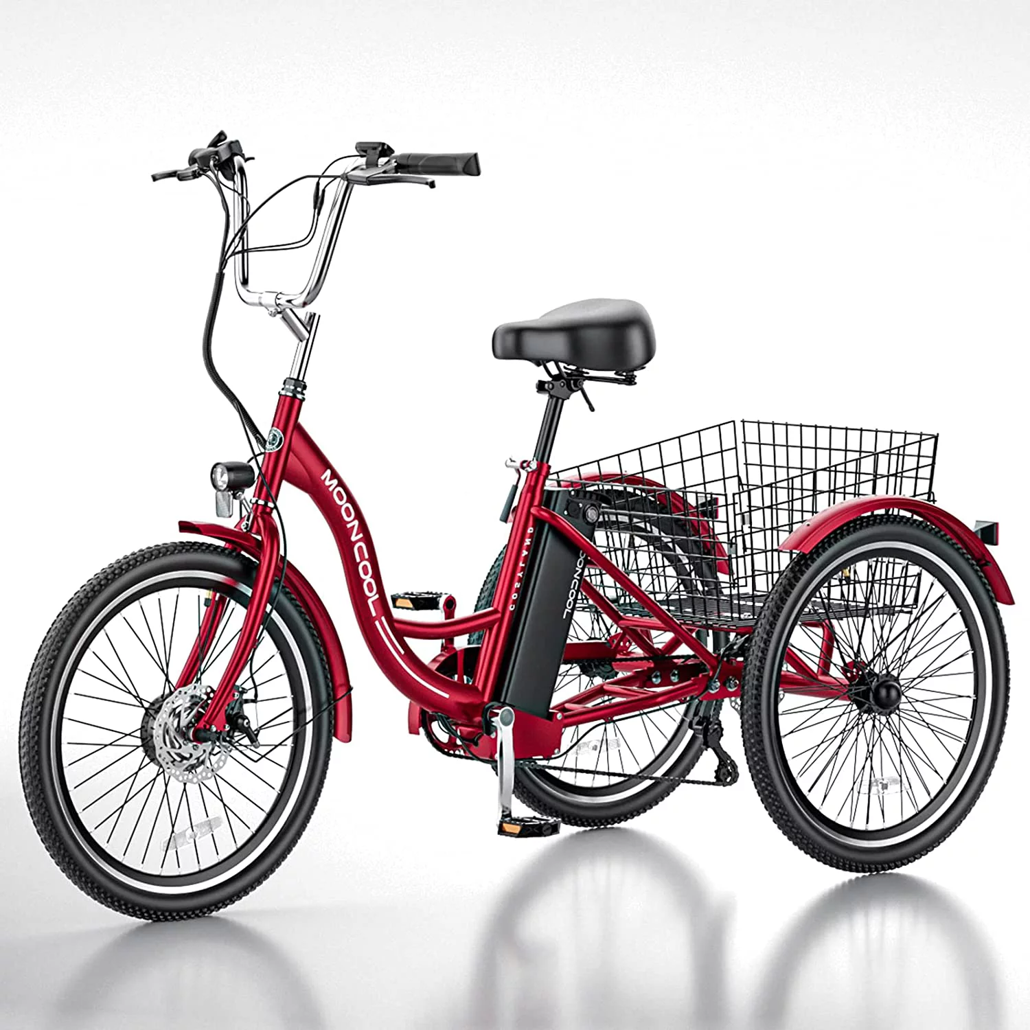 MOONCOOL Electric Tricycle, 350W 36V 24 Inches 7 Speeds 3 Wheels Electric Bikes for Adults, Motorized Electric Trike Three Wheel Electric Bicycle - Womvr