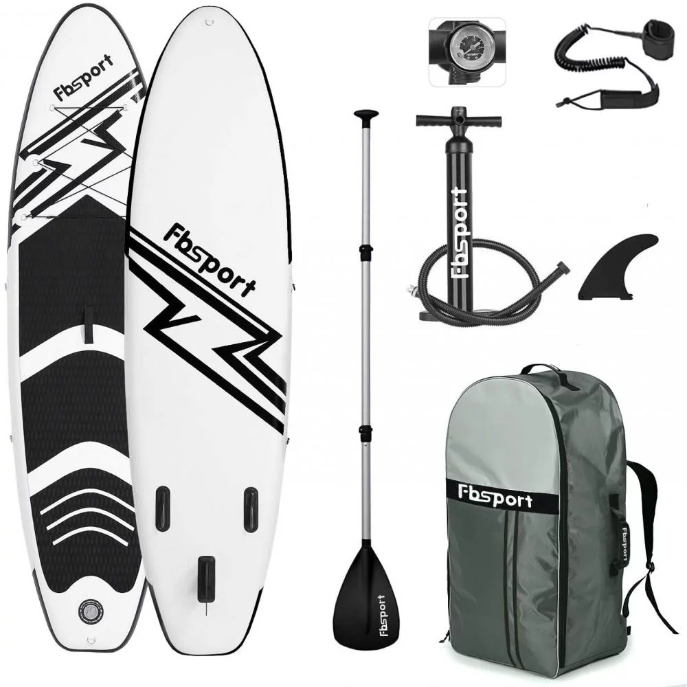 Fbsport 11ft Inflatable Paddle Board SUP, 6'' Thick W/Paddling Fins Pump & Accessories Pack, Green - Womvr