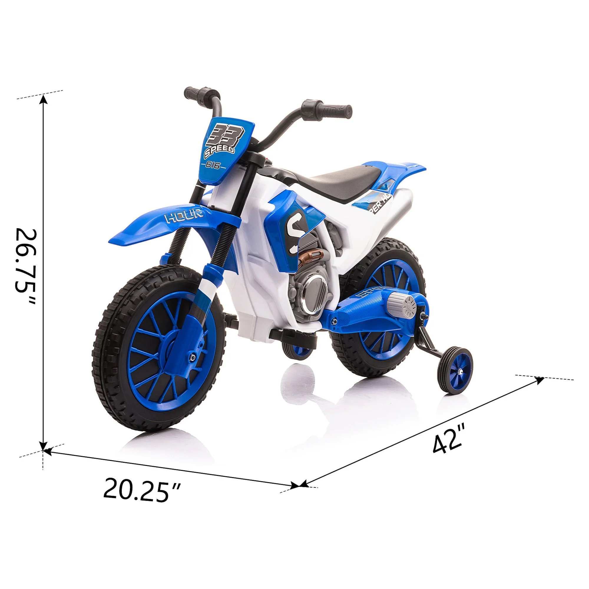 TOBBI 12V Kids Motorcycle off- Road Ride on Dirt Bike W/ Training Wheels, Age 3-8 Toddlers, Green - Womvr