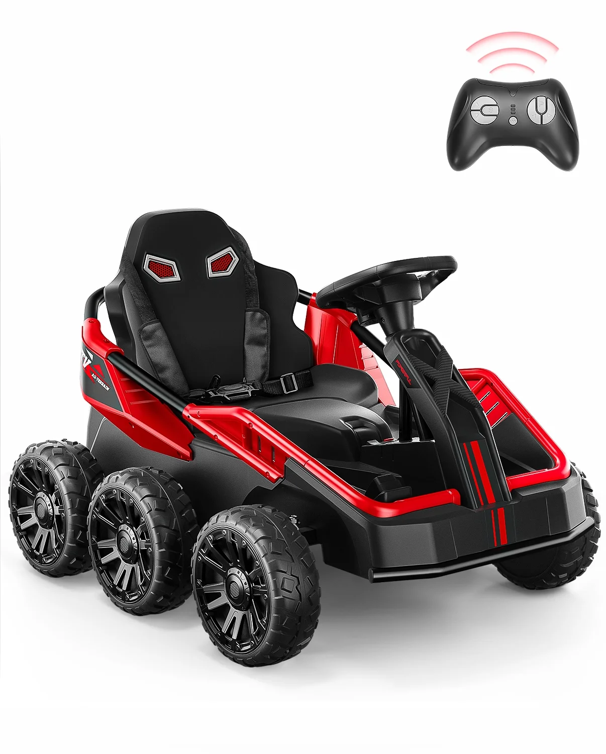 Teoayeah 24V Ride on Toys for Kids Ages 3-10, 2WD/4WD Switch, 4x75W Powerful Electric Car, 4 Shock Absorbers, Parent Remote, Music Player - Green - Womvr