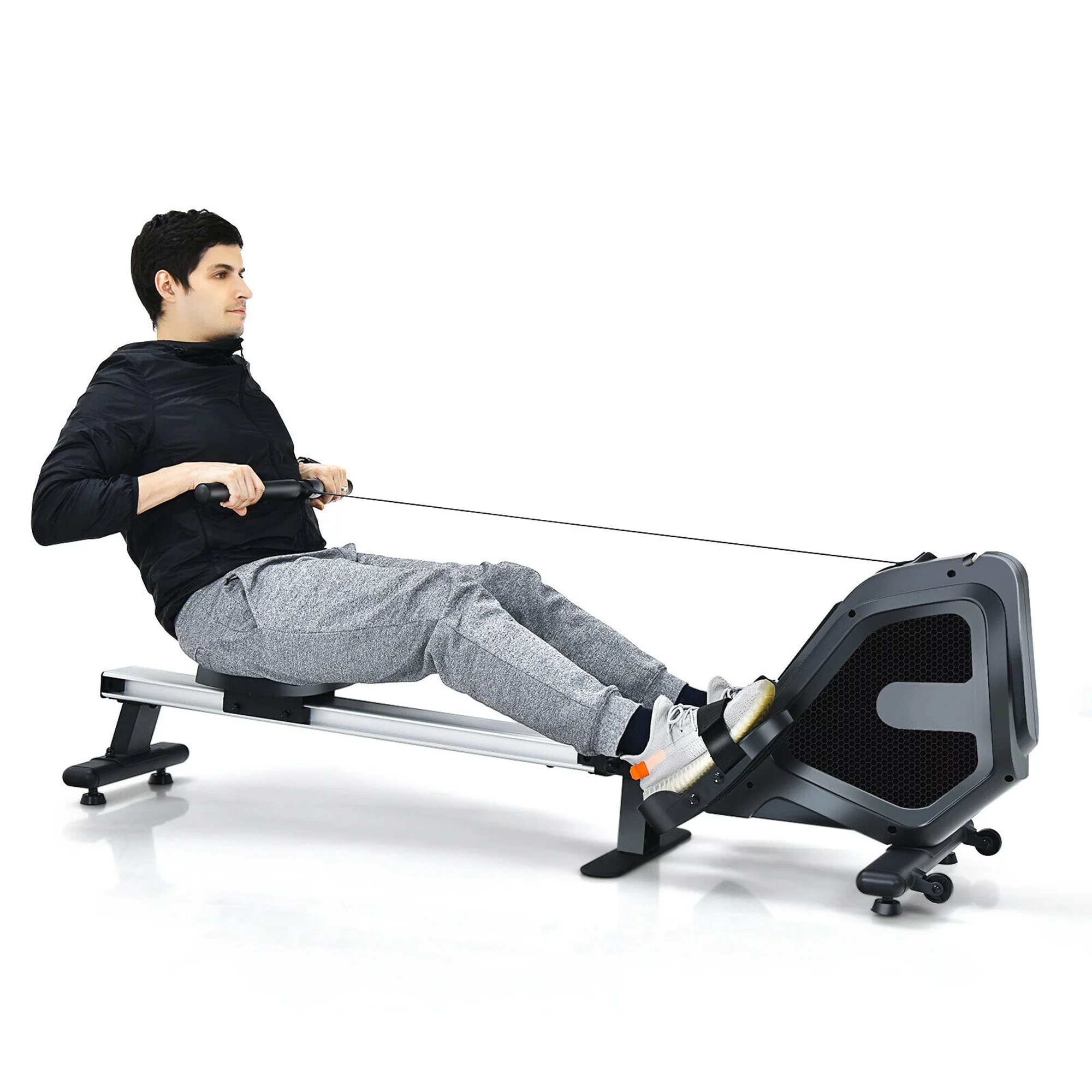Gymax Folding Magnetic Rowing Machine W/Monitor Aluminum Rail 8 Adjustable Resistance - Womvr