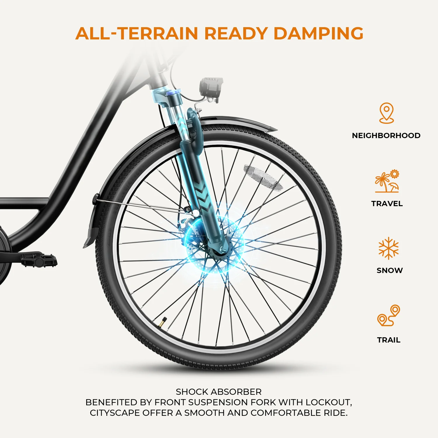 Yoloway Cityscape Electric Bike for Adults, 350W Electric Bike with 36V 10Ah Removable Battery, 26