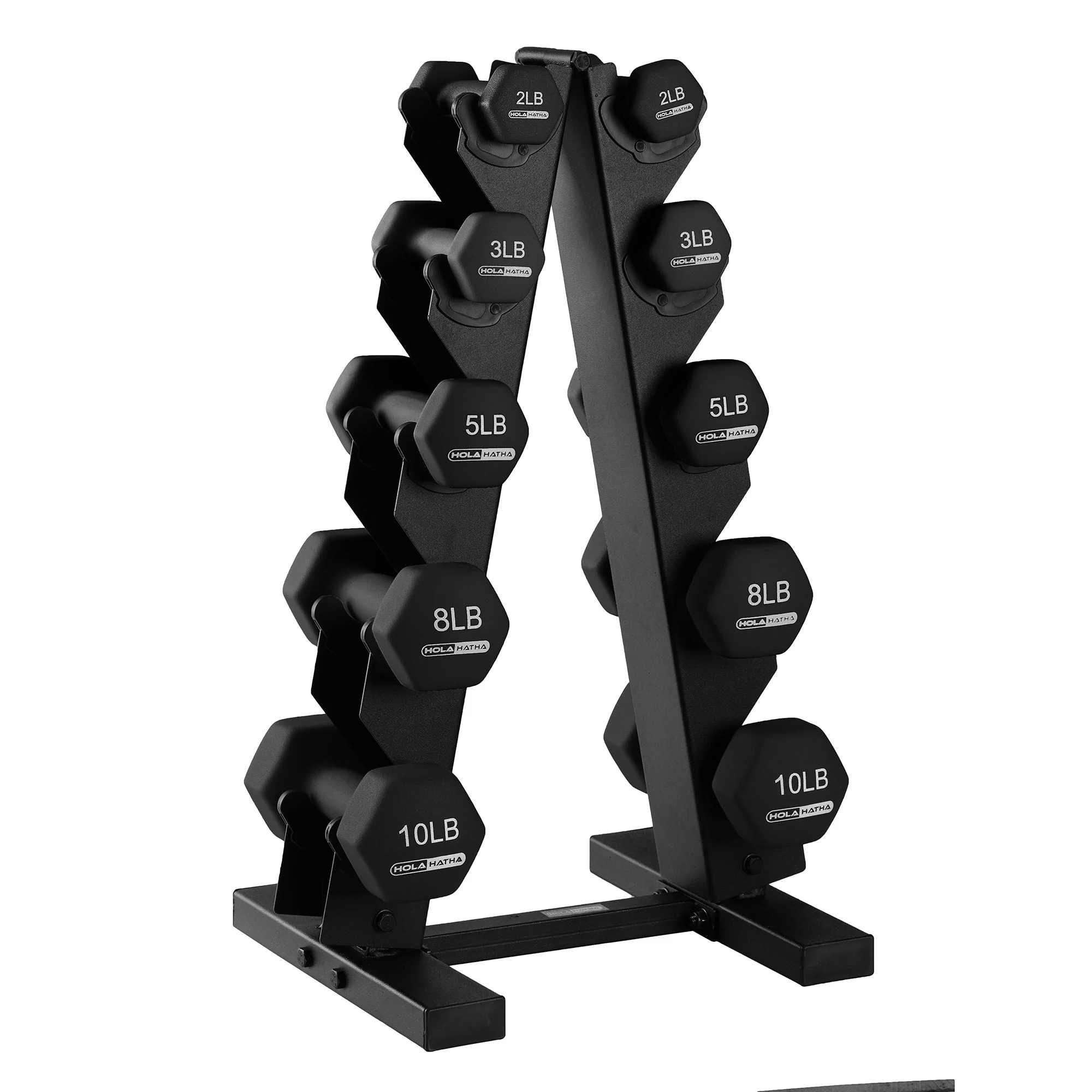 HolaHatha 3, 5, and 8 Pound Dumbbell Hand Weight Set with Storage Rack, Multi - Womvr