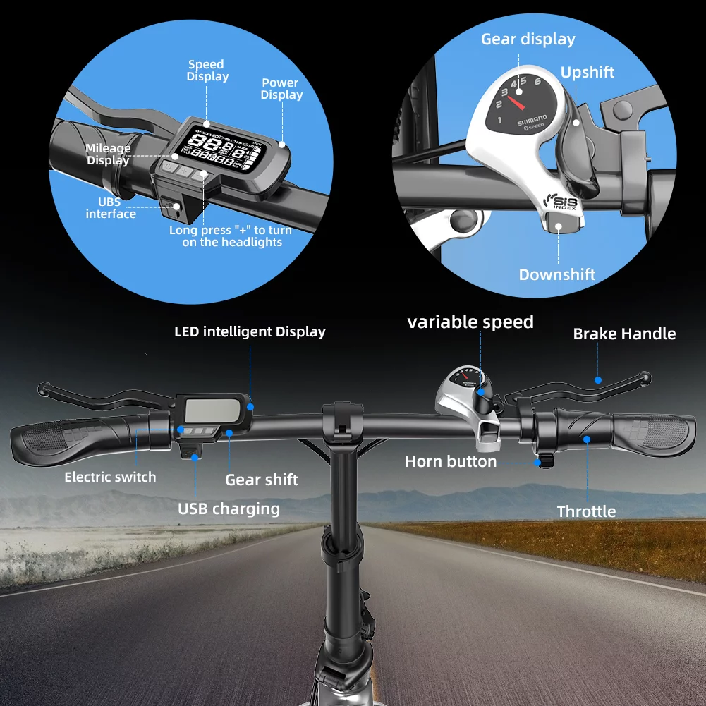 EUY Folding Electric Bike For Adults,500W 48V 12.8AH LG Cells Battery,20''Electric City Road Ebike,Black - Womvr