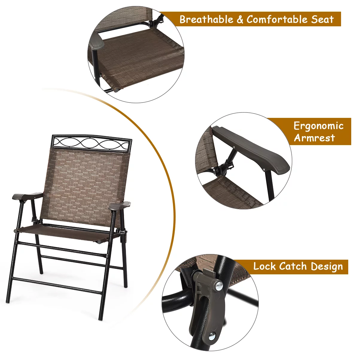 Gymax 3PCS Bistro Set Conversation Set Pub Patio Outdoor w/ Folding Chairs Table - Womvr