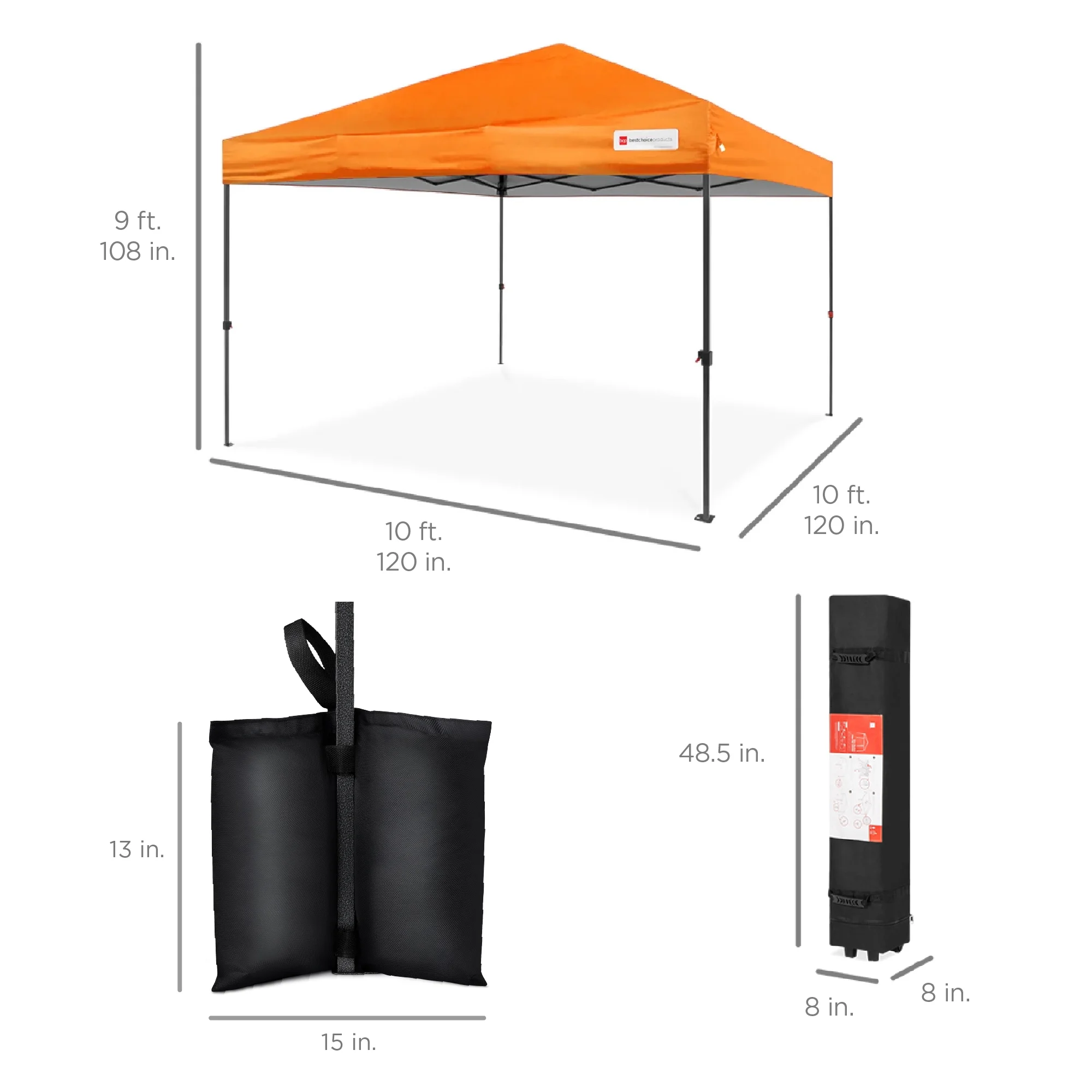 Best Choice Products 10x10ft Easy Setup Pop Up Canopy w/ 1-Button Setup, Wheeled Case, 4 Weight Bags - Cerulean - Womvr
