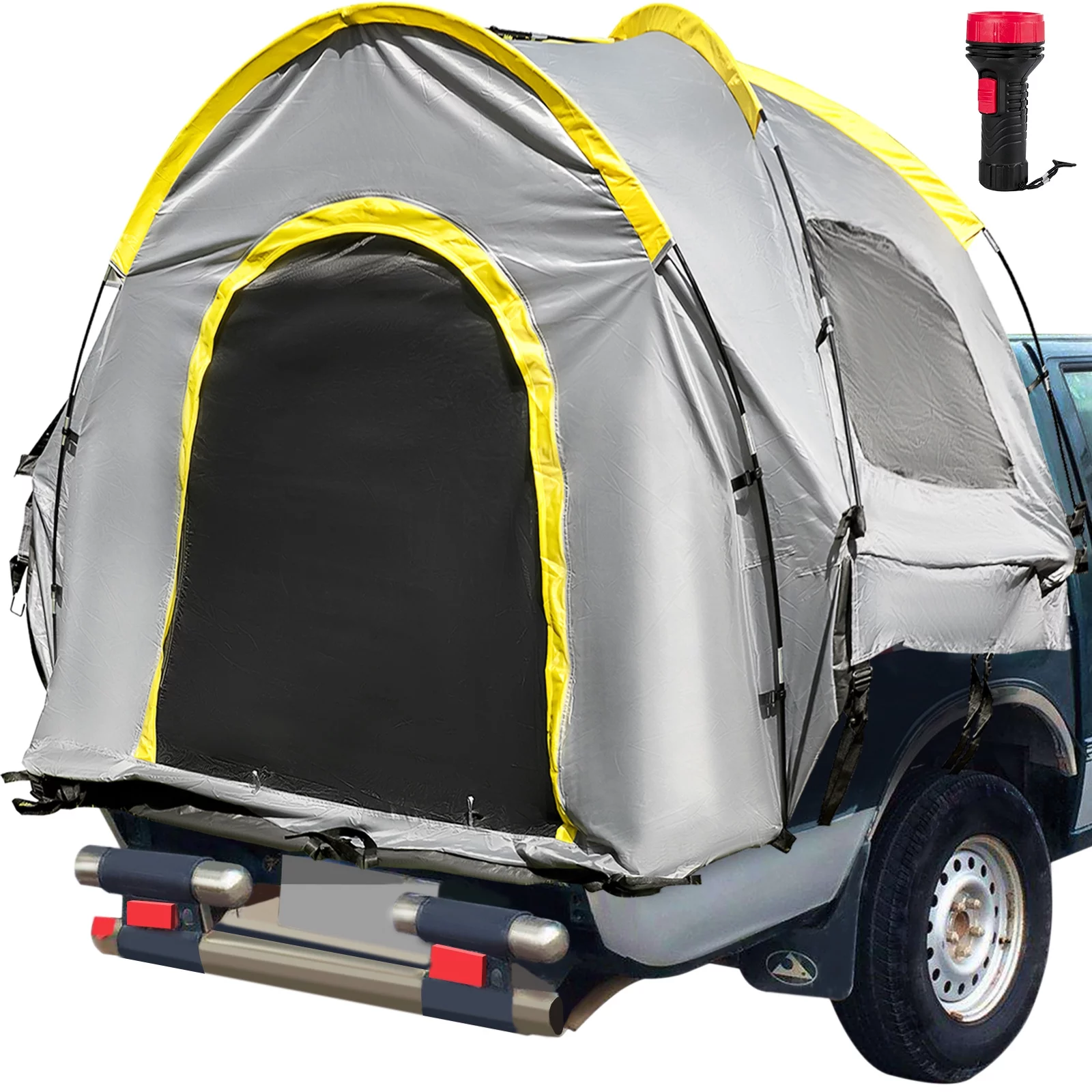 VEVOR Truck Tent 6.4-6.7'Truck Bed Tent,Full Size Pickup Tent,Waterproof Truck Camper,2-Person Sleeping Capacity,2 Mesh Windows, Easy To Setup Truck Tents For Camping,Hiking,Fishing,Grey Color - Womvr