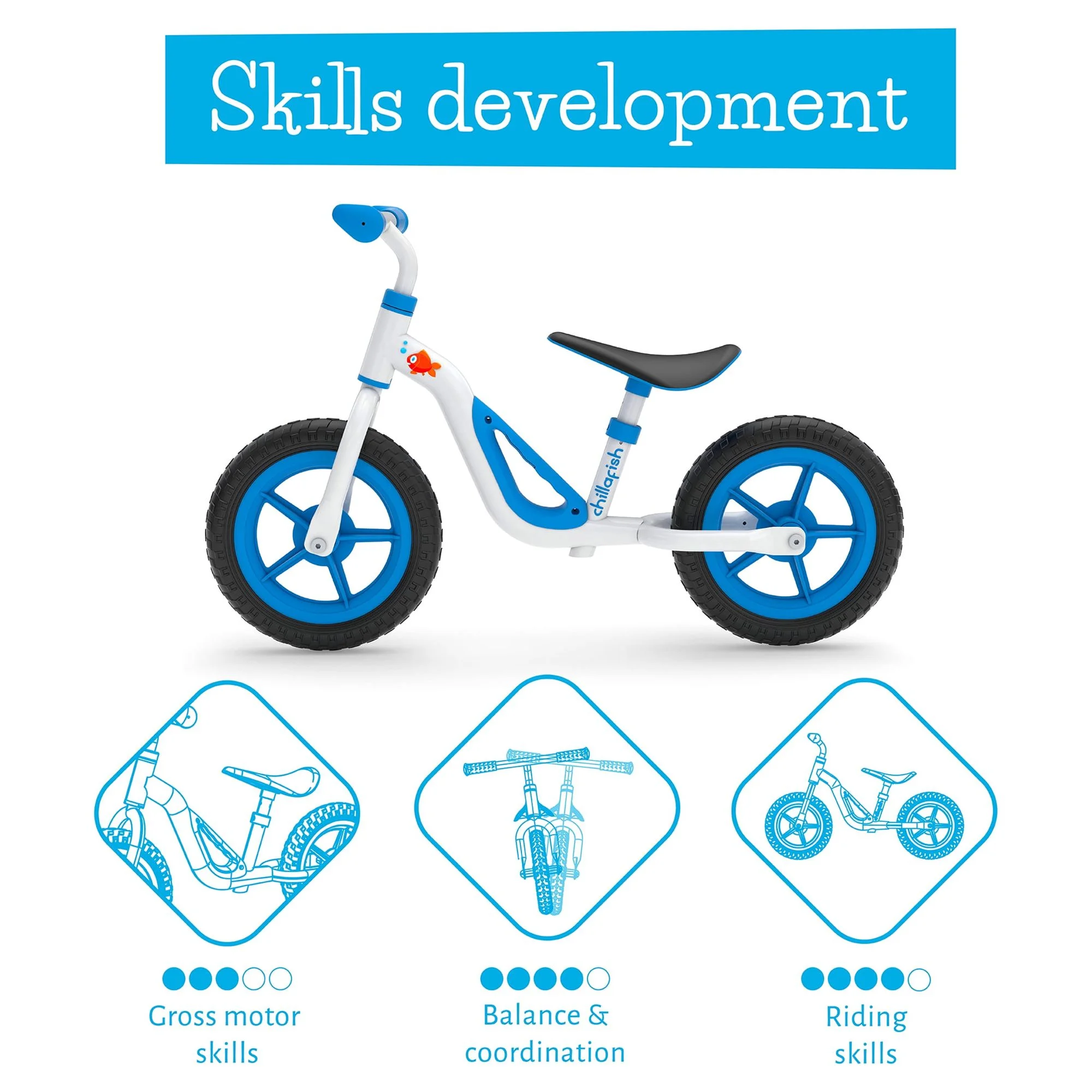 Chillafish Charlie lightweight toddler balance bike with carry handle, adjustable seat and handlebar, puncture-proof 10-inch wheels, for kids 18-48 months, Red - Womvr