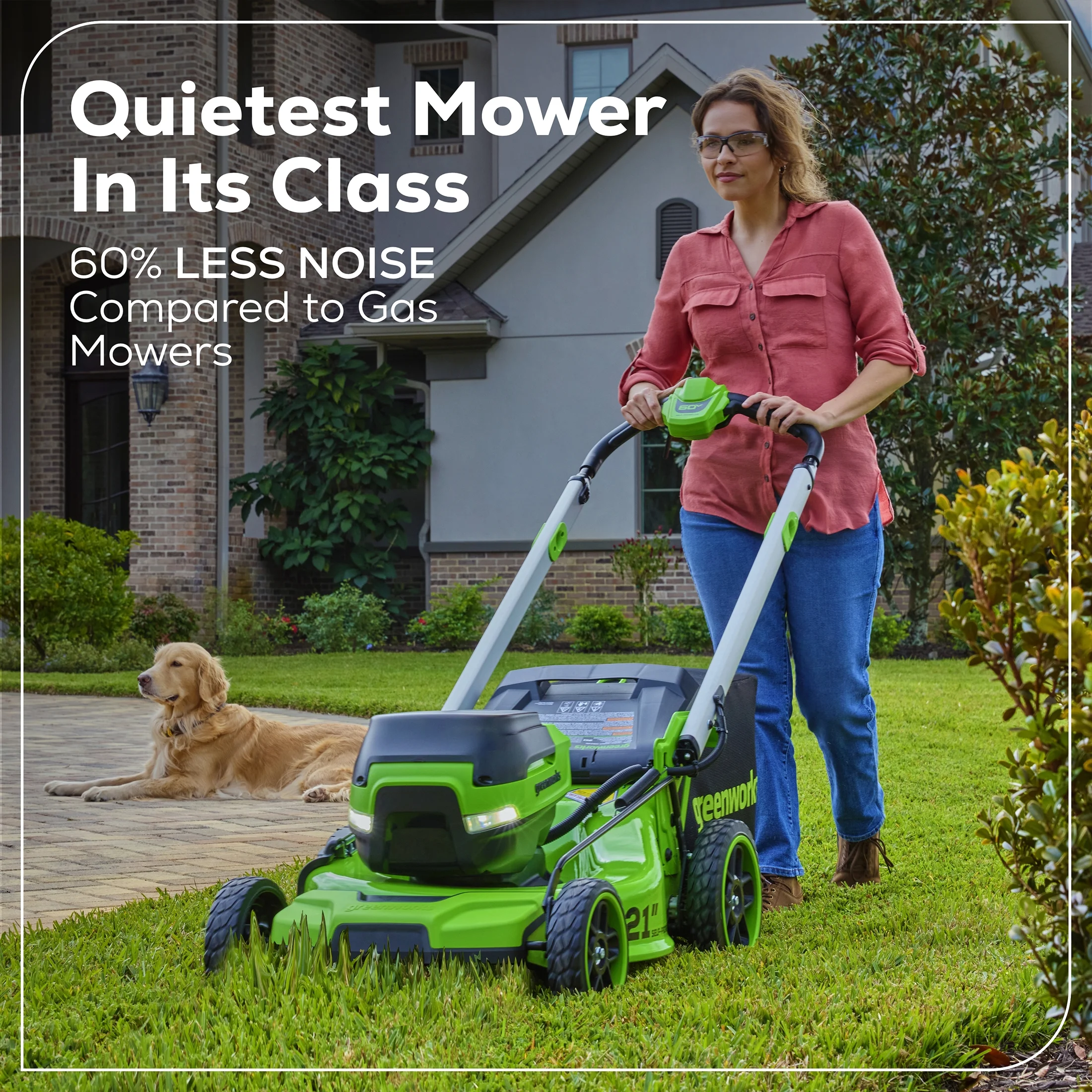 Greenworks 60V 21�� Self-Propelled Lawn Mower with (2) 5.0 Ah Batteries & Rapid Charger 2546202 - Womvr