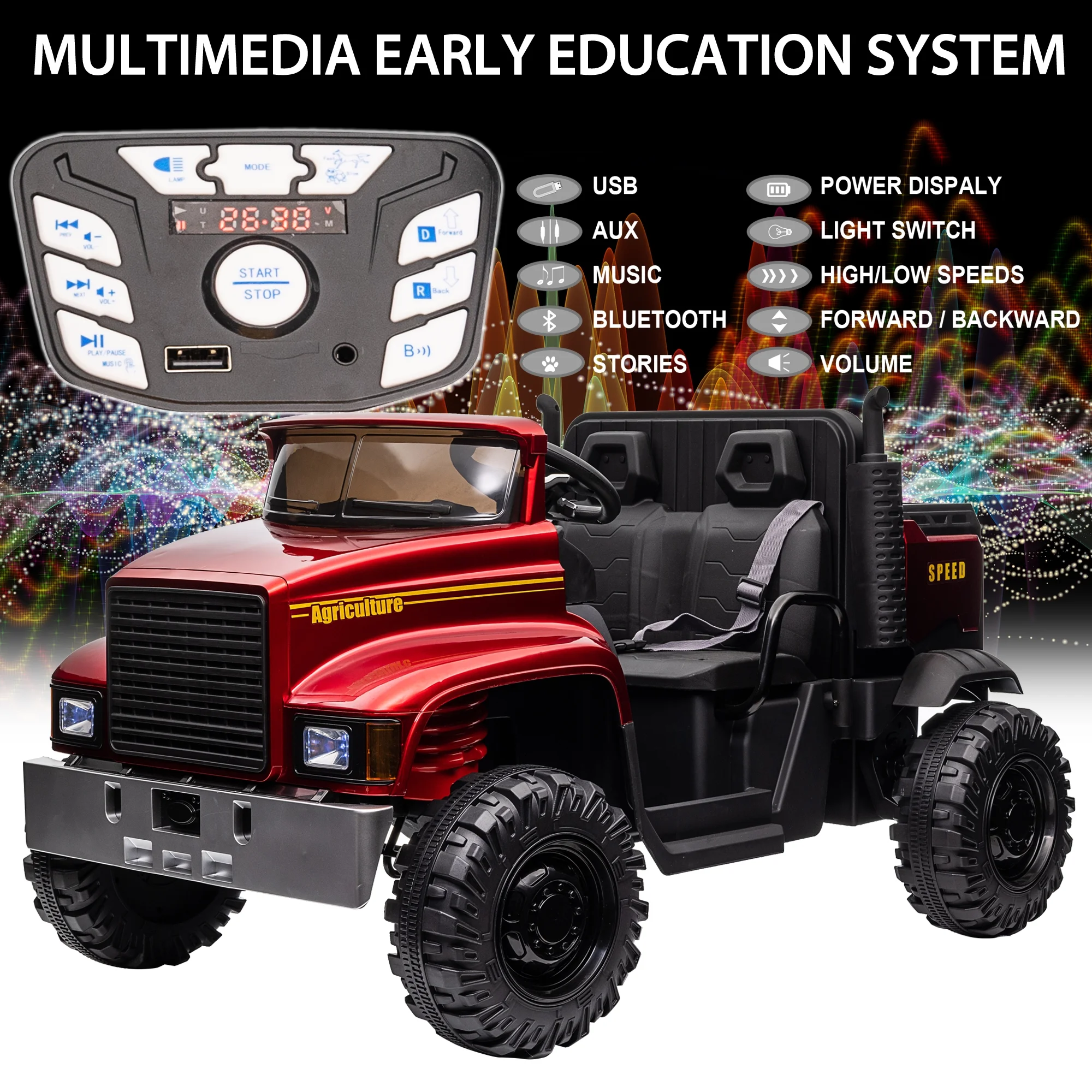 Hikiddo JC222 24V Ride on Toy, Kids Ride On Dump Truck 2 Seater with Remote - Womvr