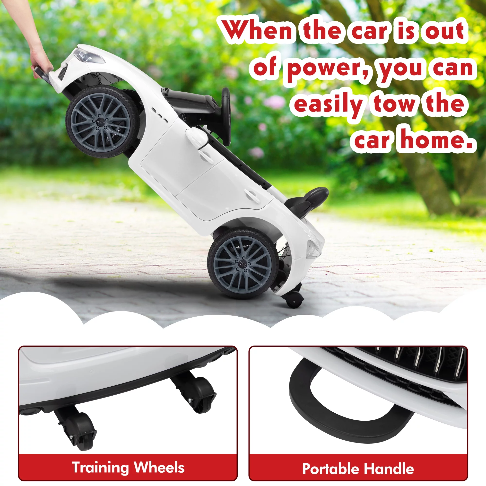 12V Maserati Licensed Kids Ride on Car Battery Powered Toy Car W/ Remote Control LED MP3 USB, Pink - Womvr