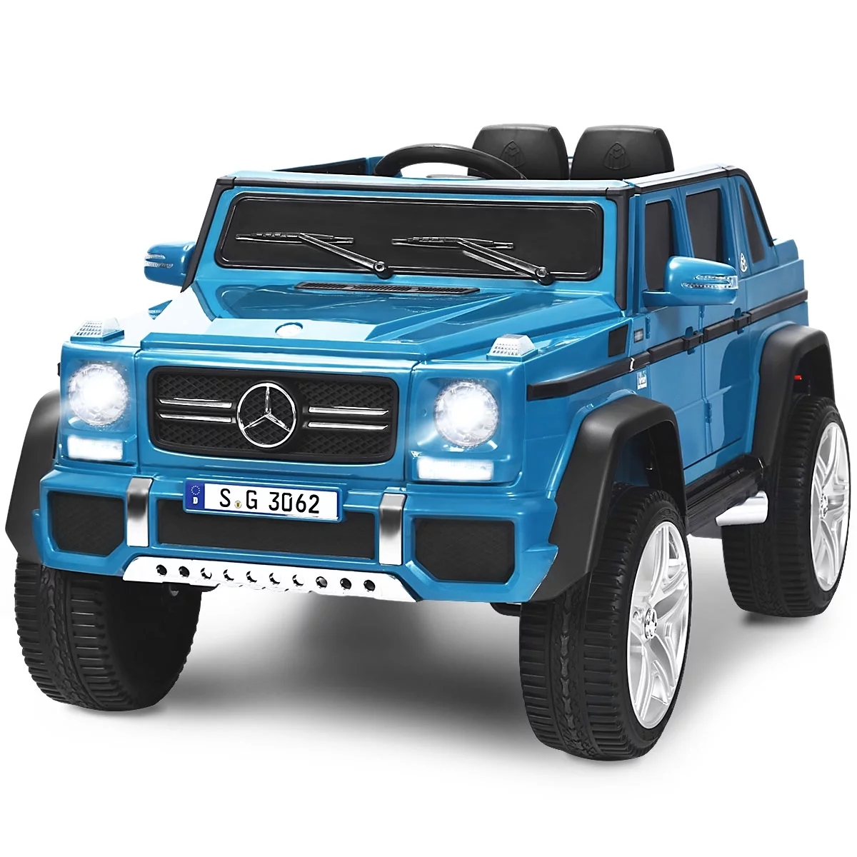 Costway Mercedes Benz 12V Electric Kids Ride On Car RC Remote Control W/Trunk, Blue - Womvr