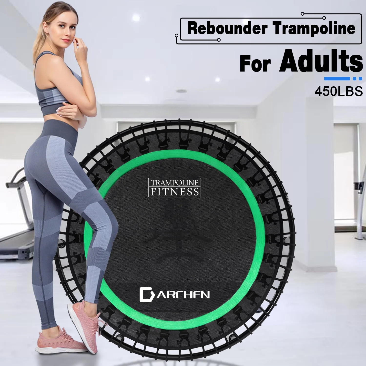Darchen 450 lbs Mini Trampoline for Adults, Indoor Small Rebounder Exercise Trampoline for Workout Fitness for Quiet and Safely Cushioned Bounce, 40 Inch - Womvr