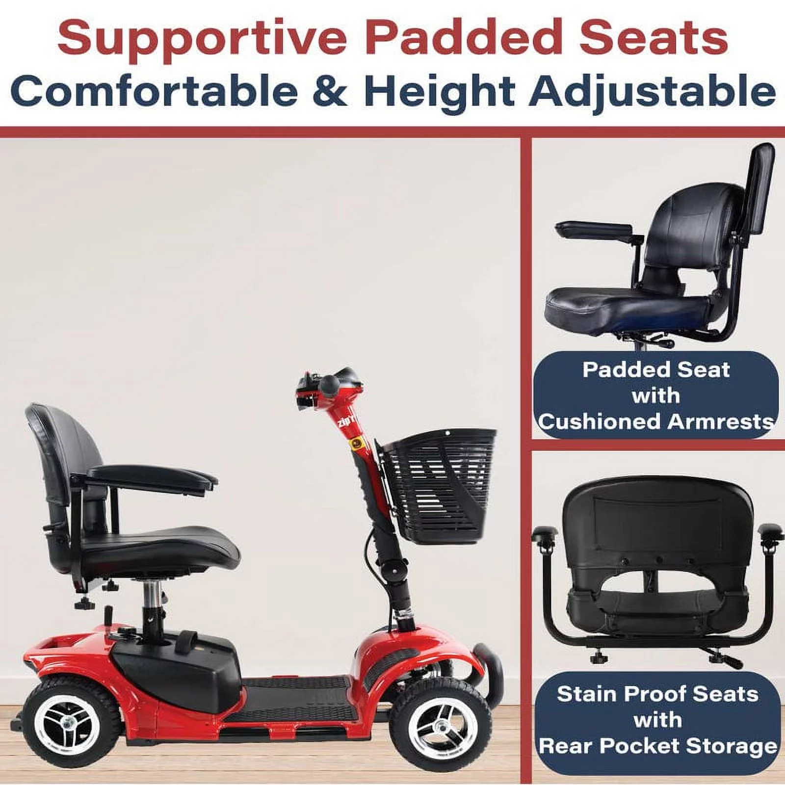 Zipr Roo 4 Wheel Mobility Scooter - For Seniors, Adults, Handicapped - Womvr