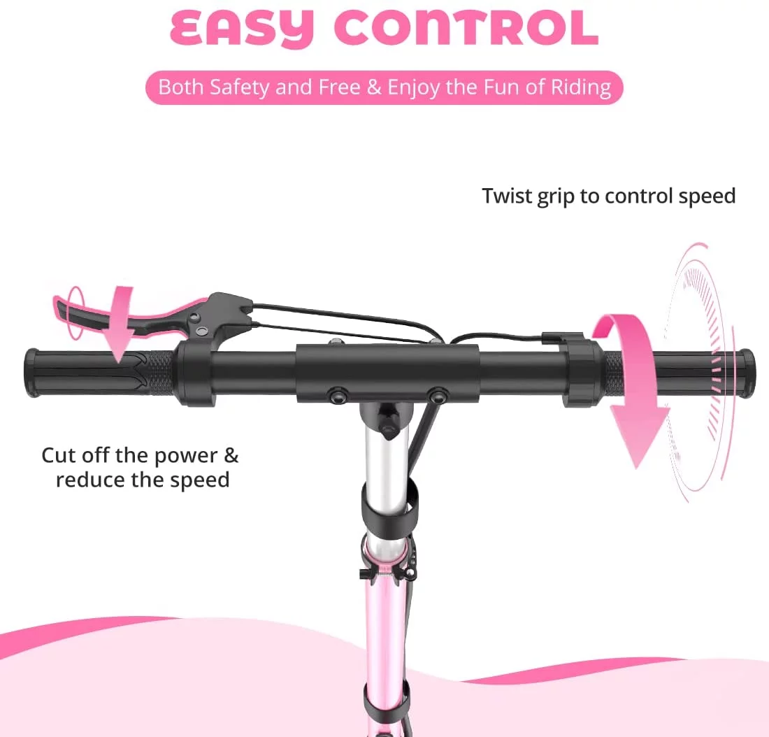 Maxtra Scooters E100 Electric Scooter for Kids Ages 6-12 - Up to 10 Mph, Foldable and Adjustable Handlebar - Womvr