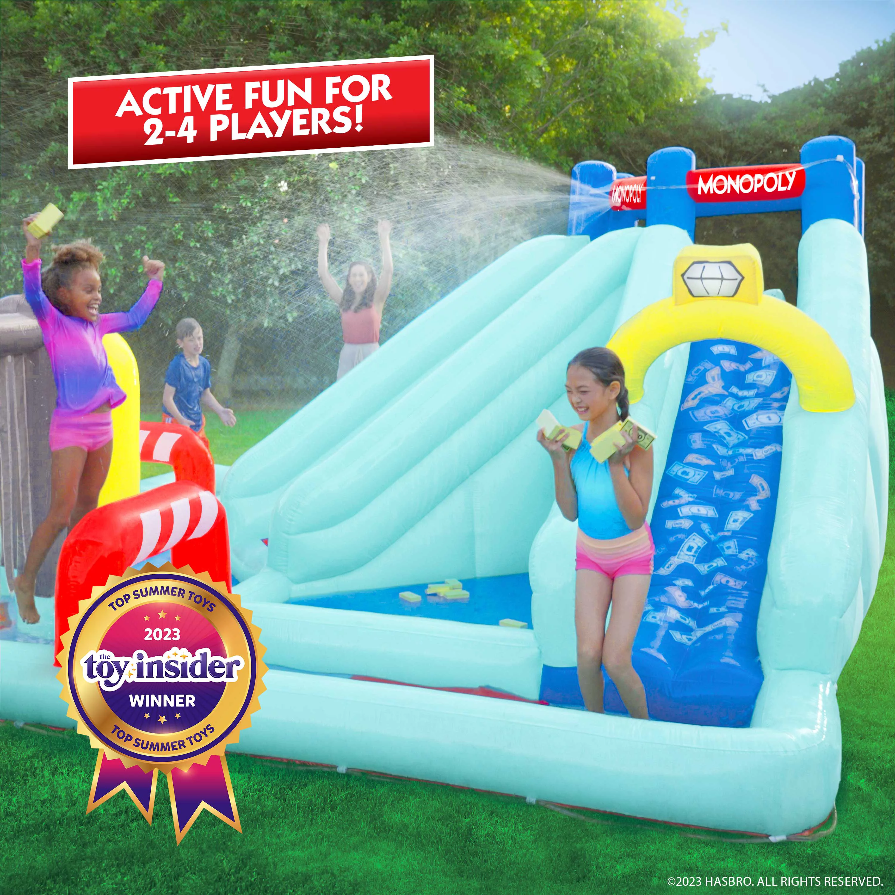 Hasbro Monopoly Splash Game by WowWee - Lawn Water Slide and Obstacle Course - Womvr