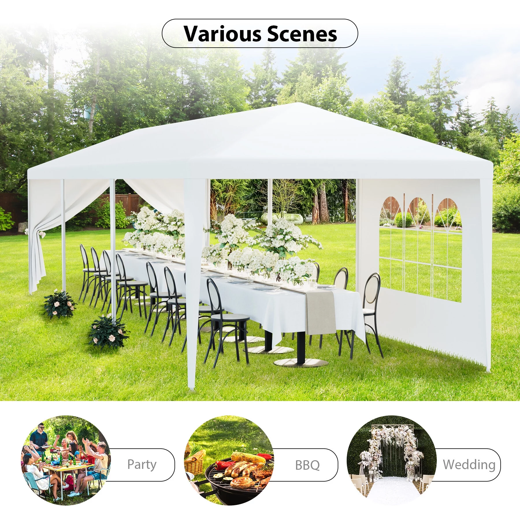 ZenSports 10'x30' Outdoor Party Tent Gazebo Wedding Canopy Tent, White - Womvr