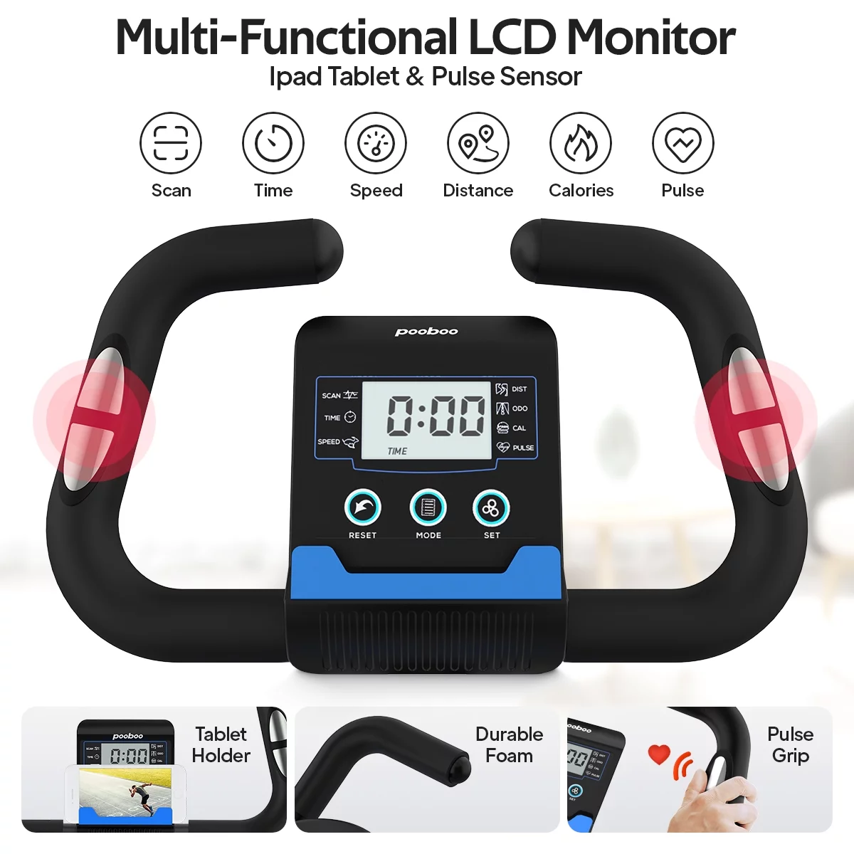 Pooboo Extended Handlebar Indoor Stationary Cycling Exercise Bike Maximum User Weight 360LB - Womvr