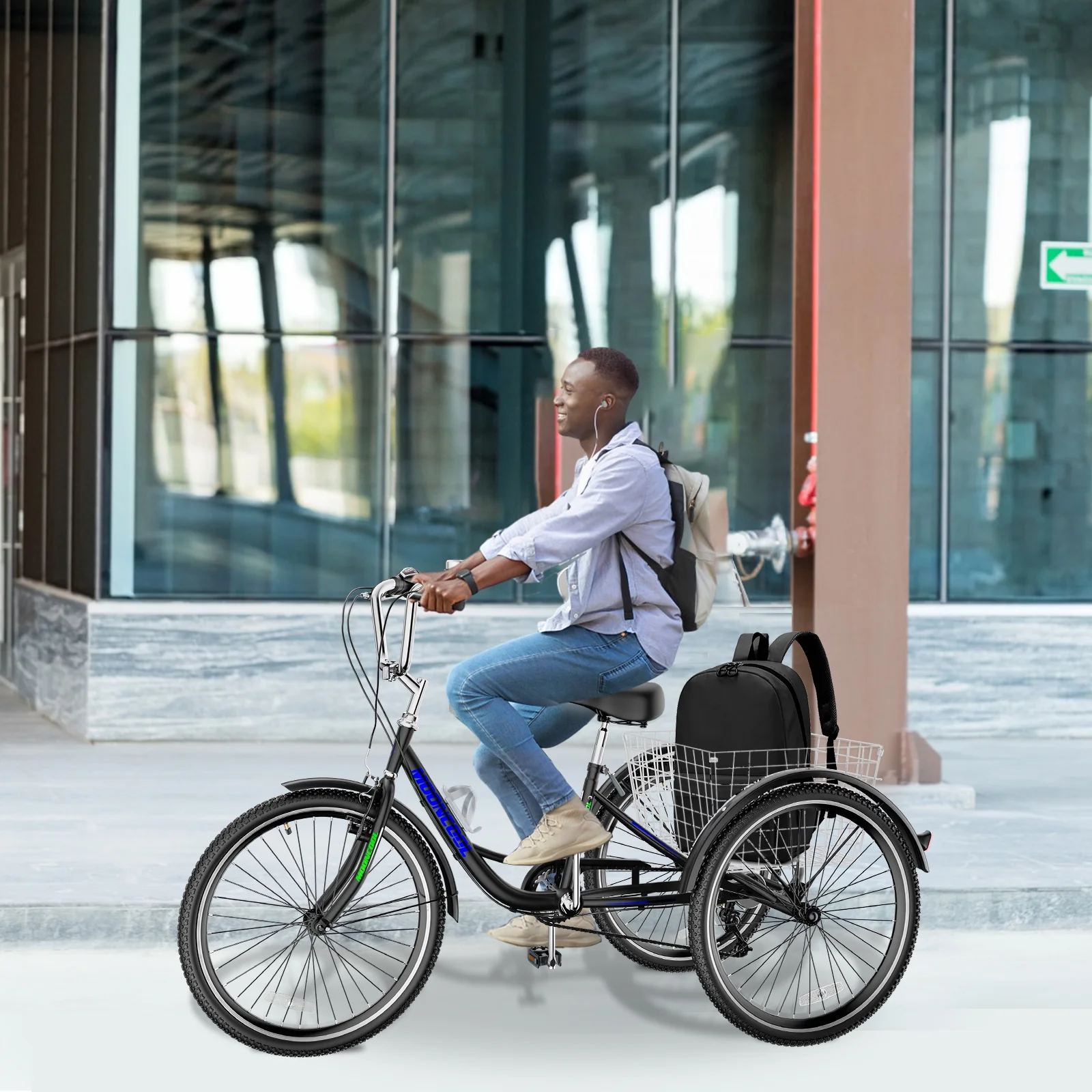 Lilypelle Adult Tricycles 7 Speed 20/24/26 Inch Three Wheel Bike Cruiser Trike with Low-Step Through Frame/Large Basket for Men, Women, Seniors - Womvr