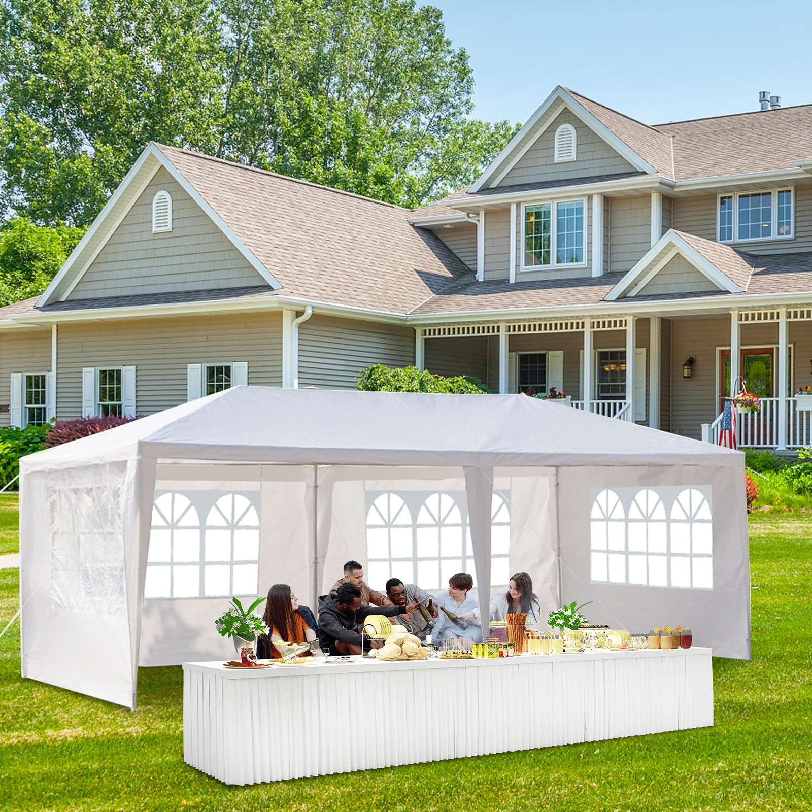 Ktaxon 10'x 20' Party Tent Outdoor Gazebo Wedding Canopy Tent with Sides White - Womvr
