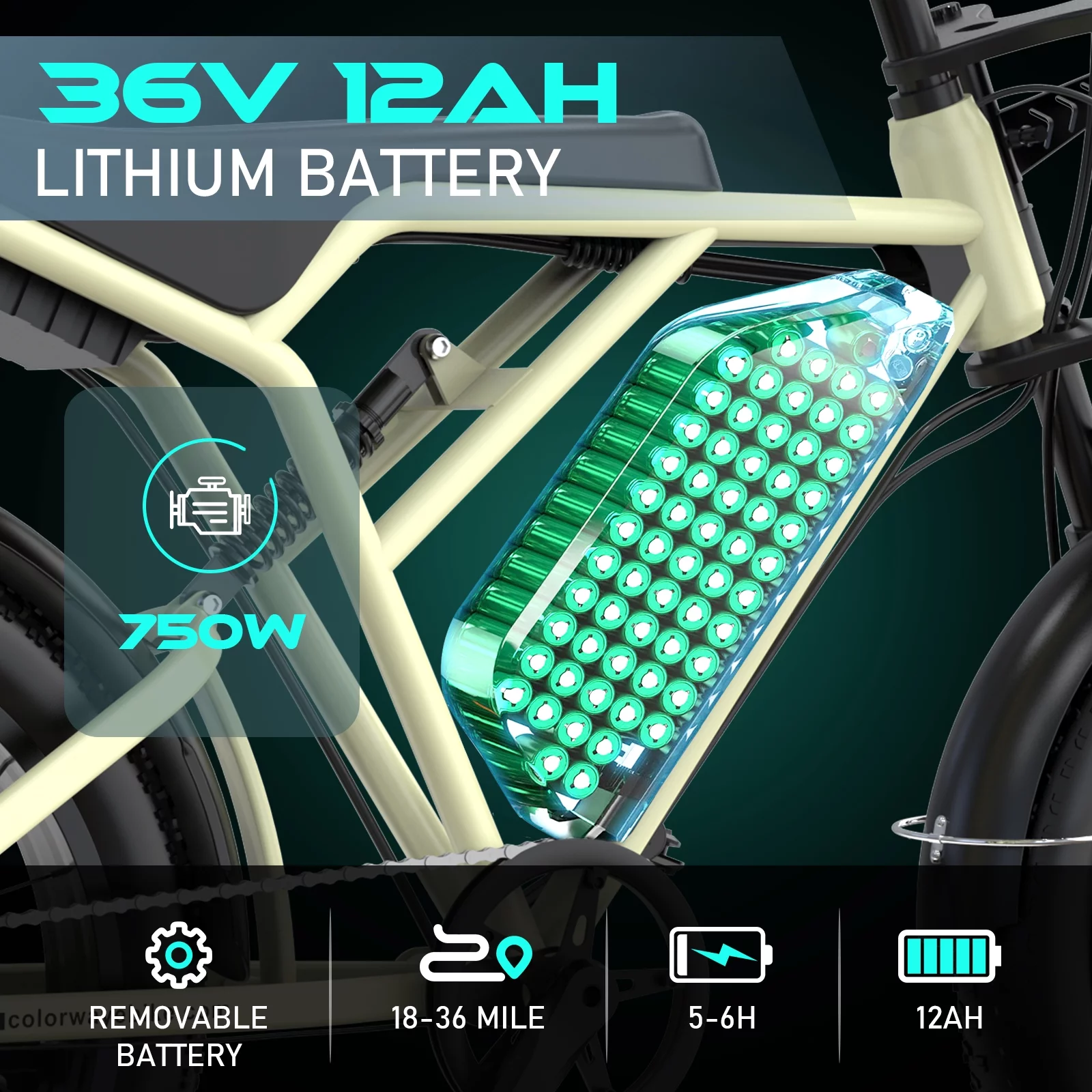 COLORWAY 750W Electric Bike for Adults,20X4.0 Fat Tire Off-Road E bike,48V/15Ah Battery Snow Beach Mountain Bike for Outdoor Cycling e bike - Womvr