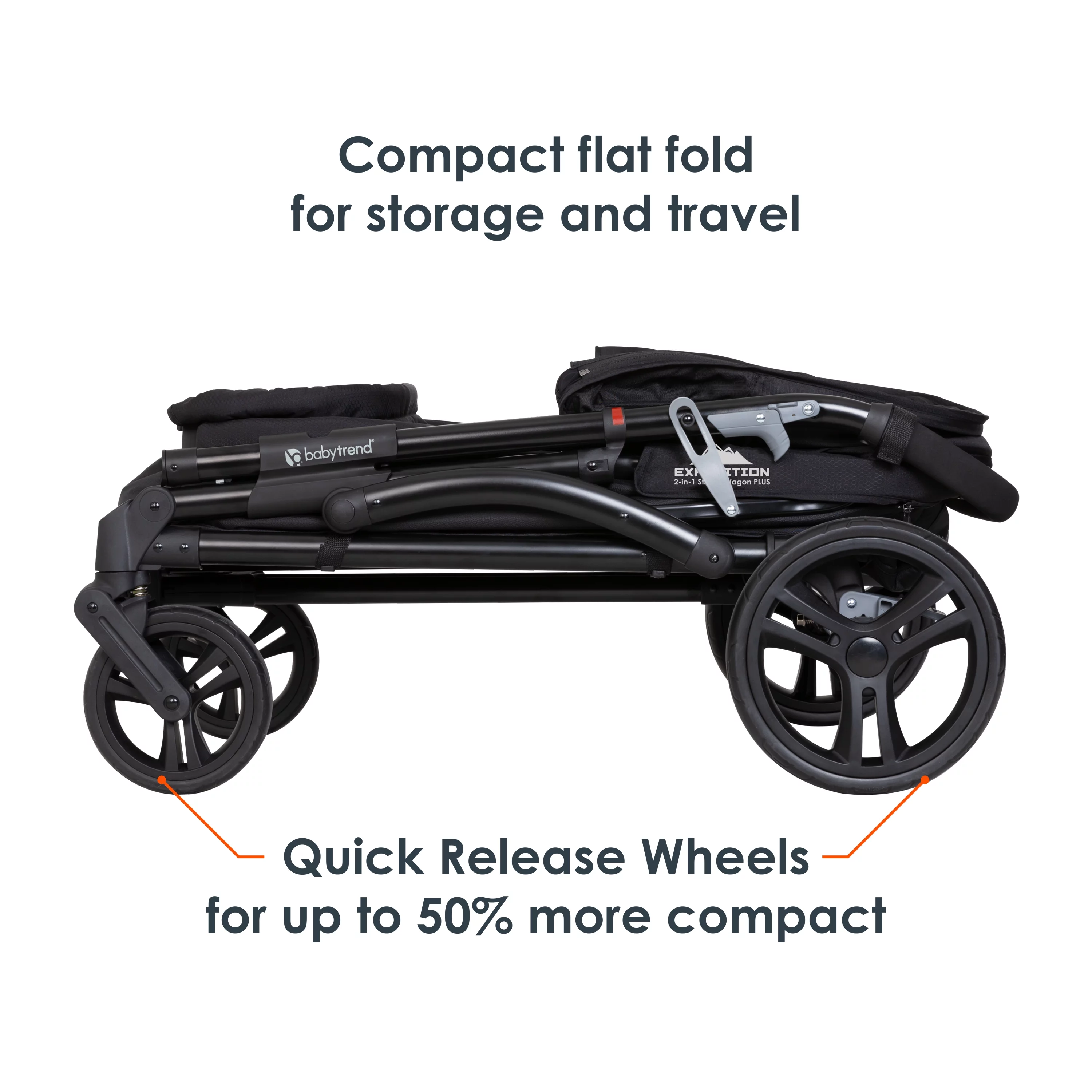 Baby Trend Expedition Plus 2-in-1 Stroller Wagon, Solid Print Black - Womvr
