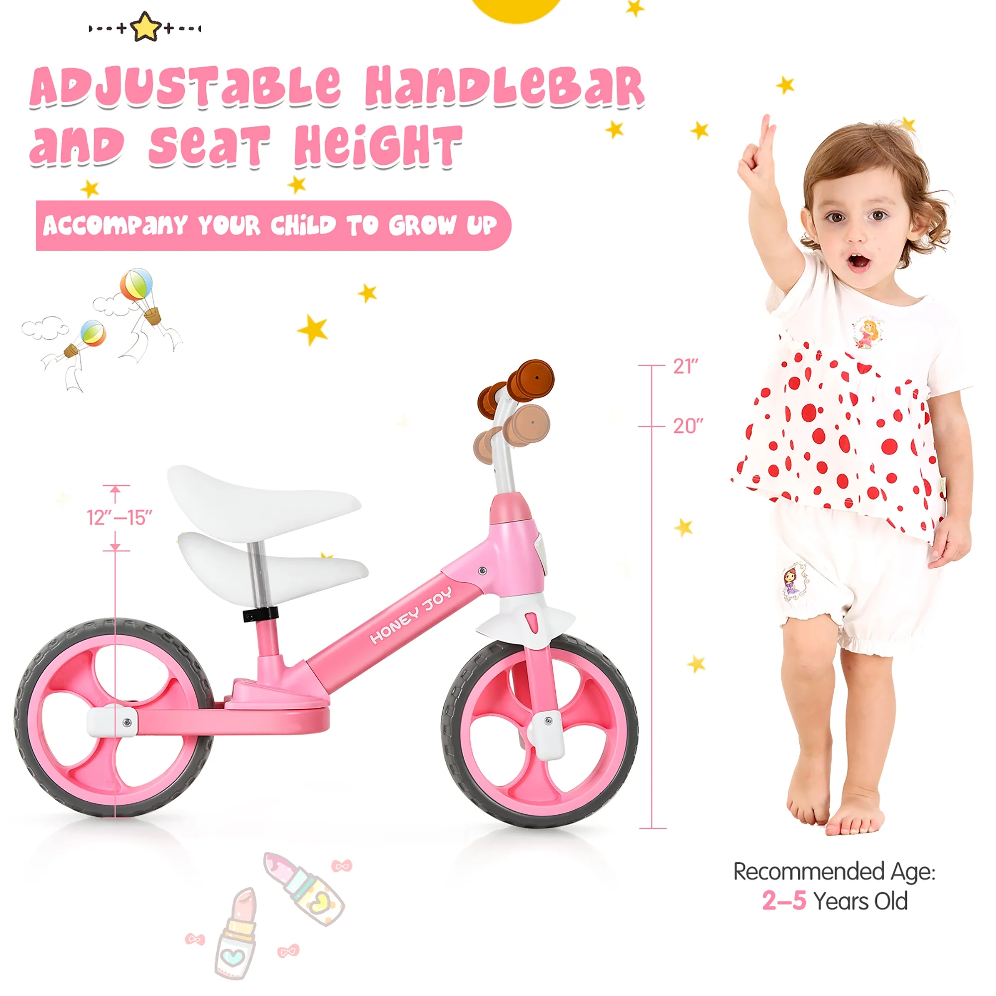 Honey Joy Kids Balance Bike Toddler Training Bicycle w/ Feetrests for 2-5 Years Old Red - Womvr