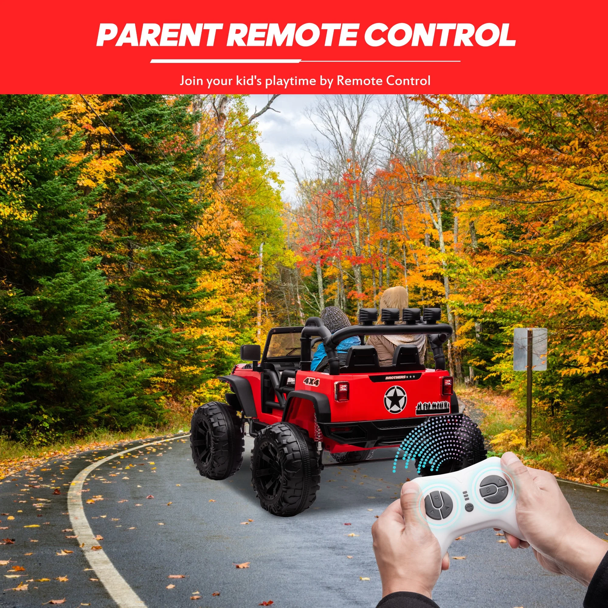 Outfunny 24V Kids Ride on Truck, 2-Seater Powered Ride on Toy Car with Remote - Womvr