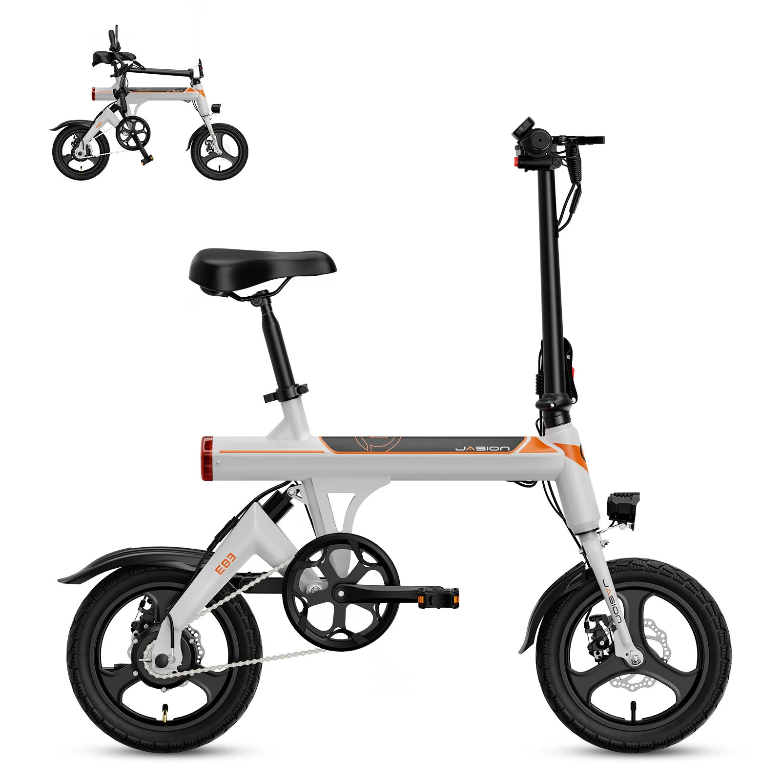 Jasion EB3 Electric Bike for Adults, 350W Folding Electric Bicycle with 270Wh Battery, 14