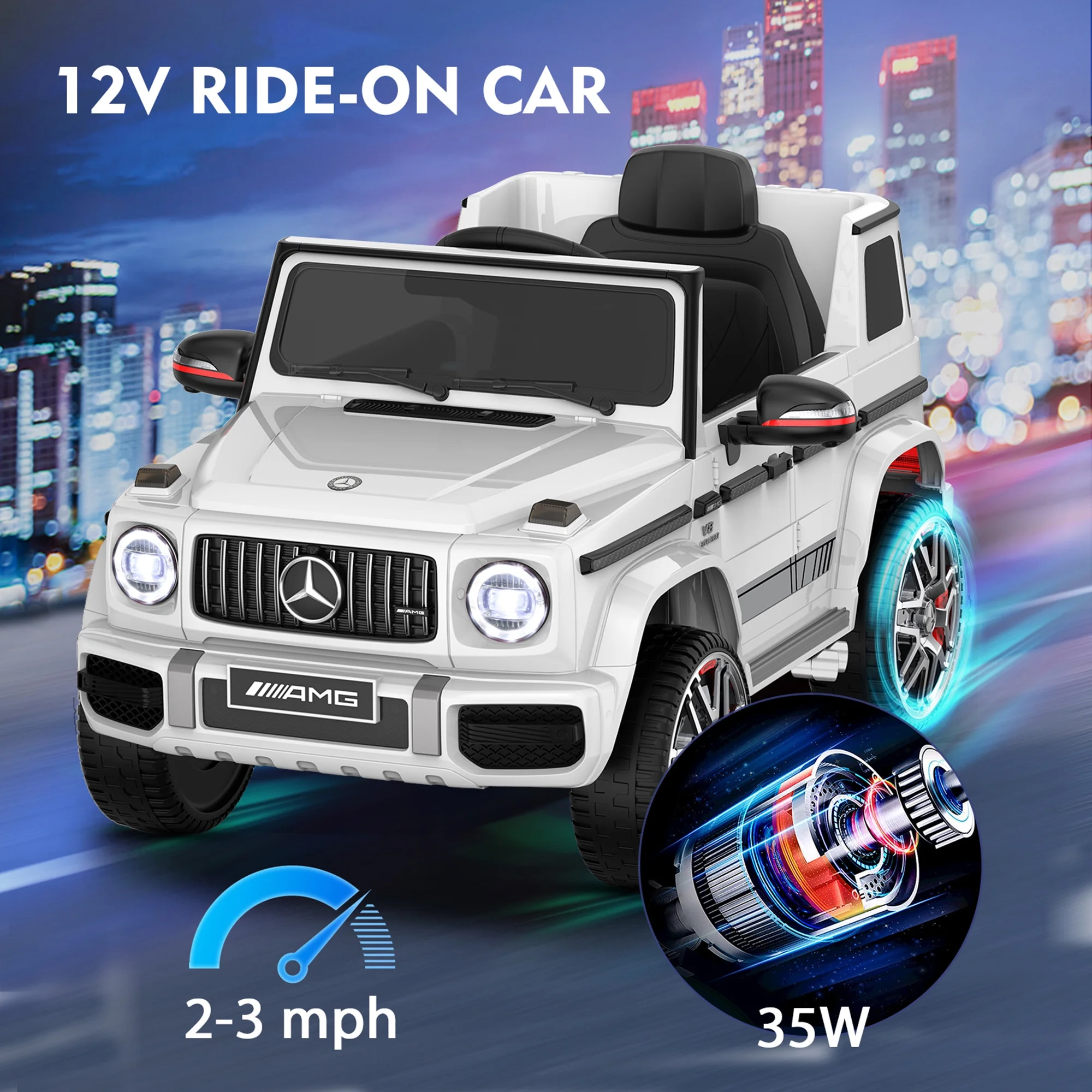 12Volt 1 Seater Mercedes-Benz G63 Licensed Powered Ride on Toy with Remote Control, Gift for Kids Aged 2~4 Years -Red - Womvr