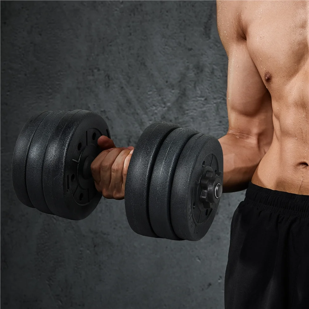 Yaheetech 66LB Adjustable Dumbbell Weight Set Home Training Dumbbell Pair Lifting Black - Womvr